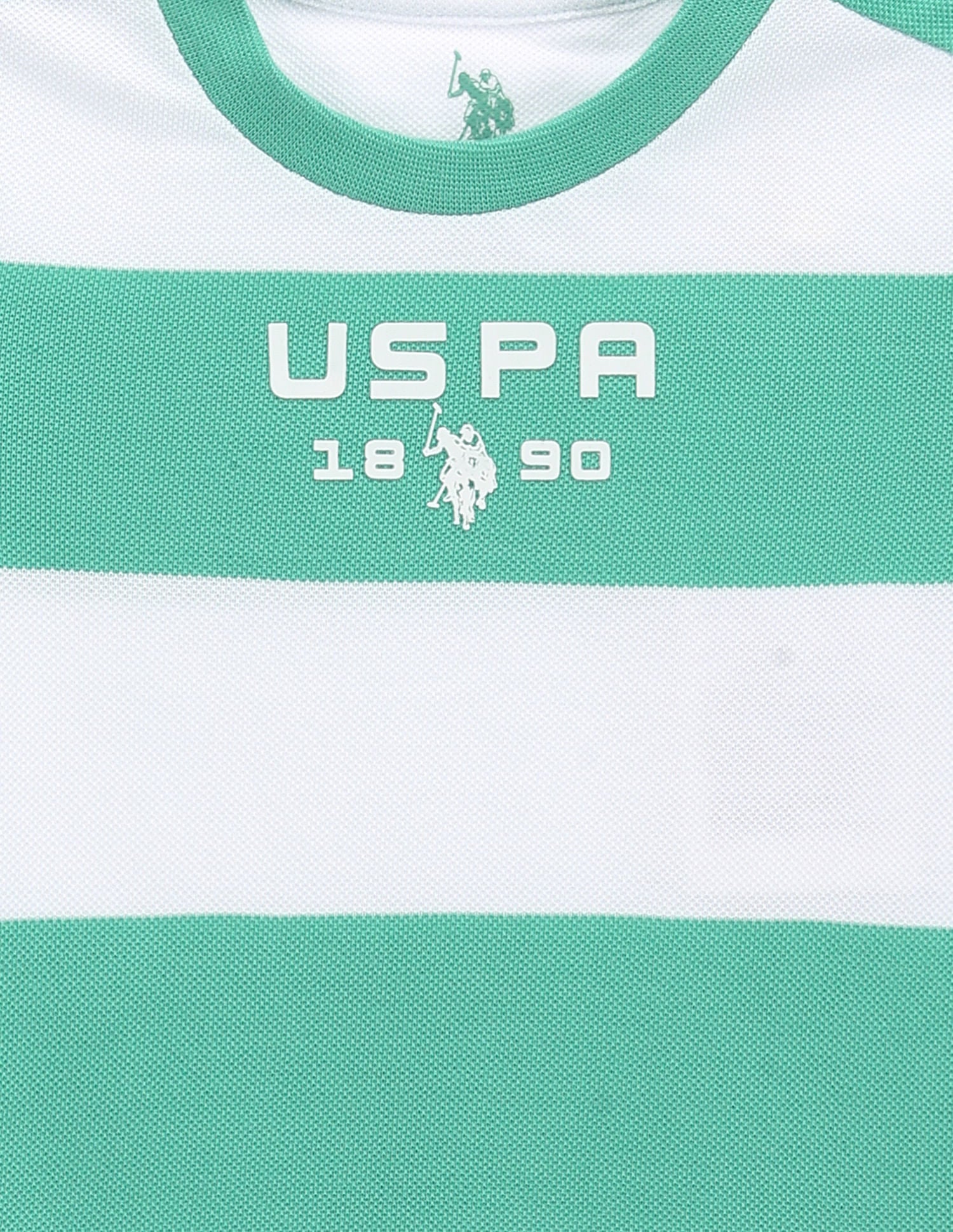 Boys Horizontal Stripe Pique T-Shirt Light Green - U.S. Polo Assn. India | Large