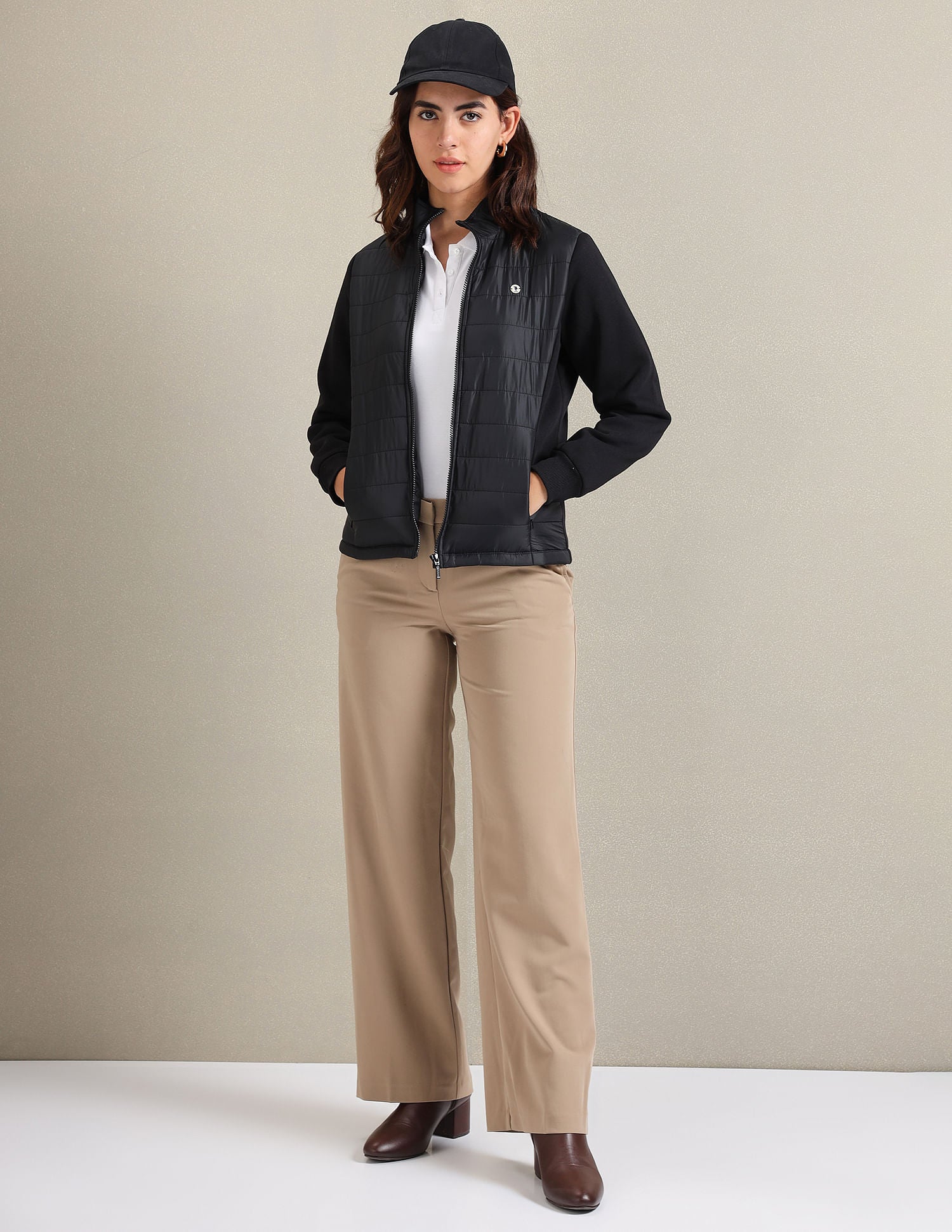 Panelled High Neck Jacket Black - U.S. Polo Assn. India | Large