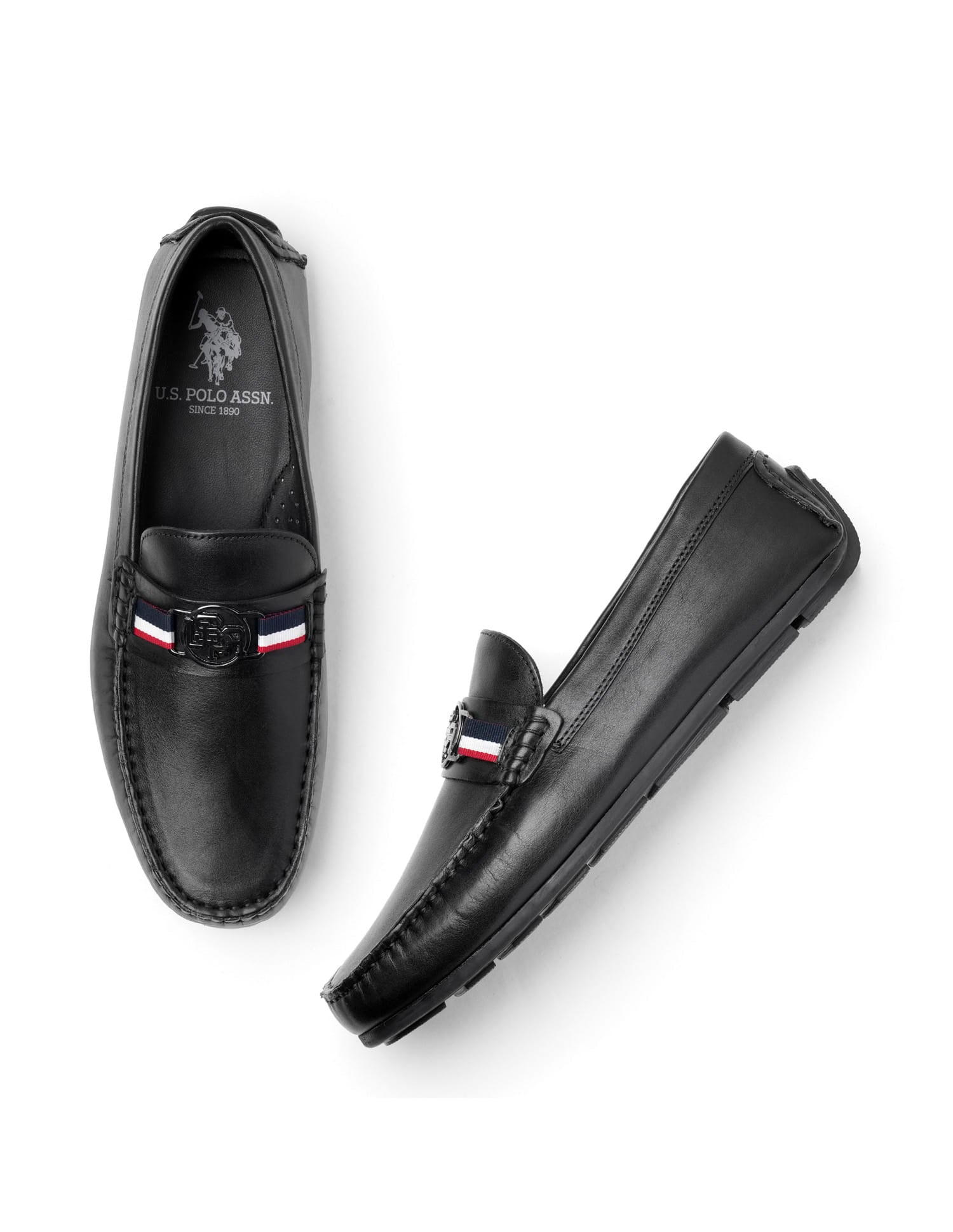 Men Astian Solid Loafers Black - U.S. Polo Assn. India | Large