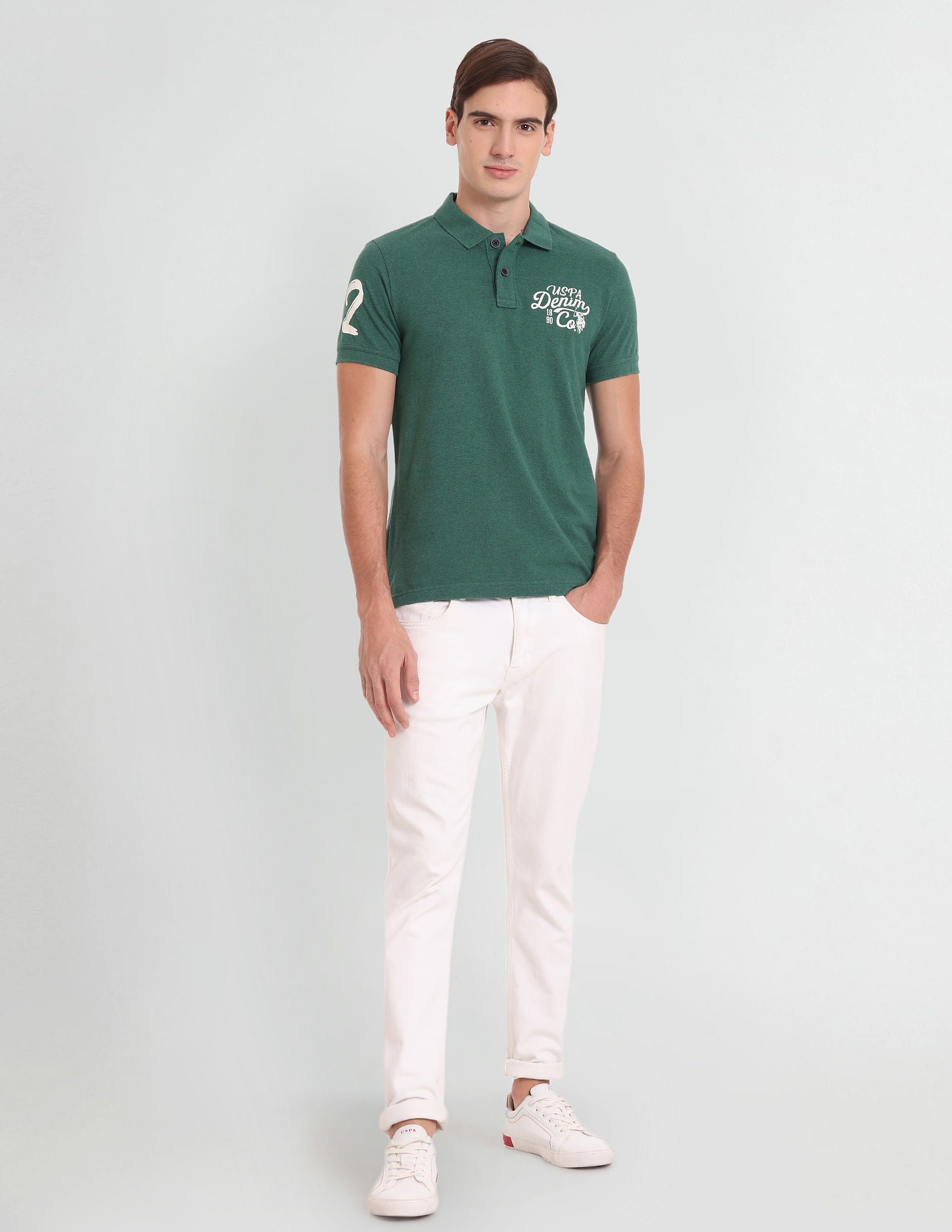 Iconic Brand Logo Polo Shirt Green - U.S. Polo Assn. India | Large