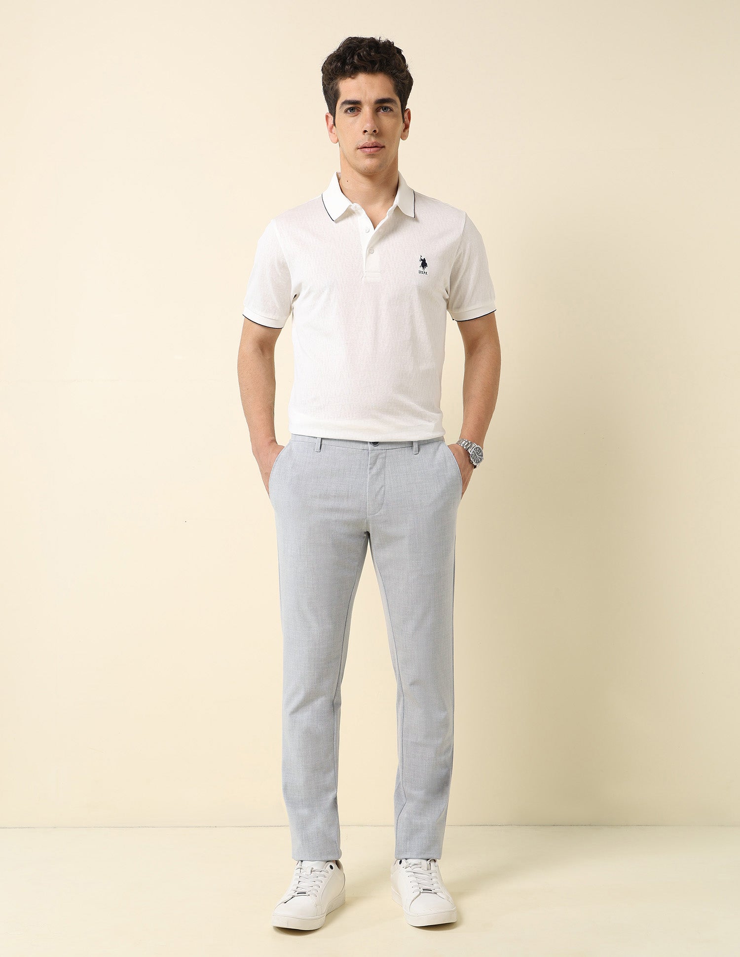 Bi Stretch Austin Slim Fit All Day Chinos Light Grey - U.S. POLO ASSN. | Large