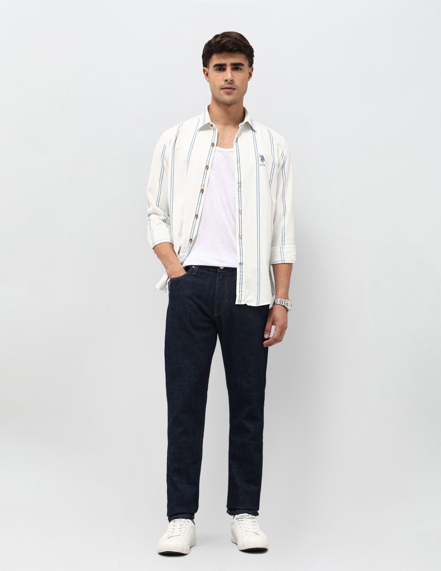 Brandon Slim Tapered Fit Blue Jeans Indigo - U.S. POLO ASSN. | Large