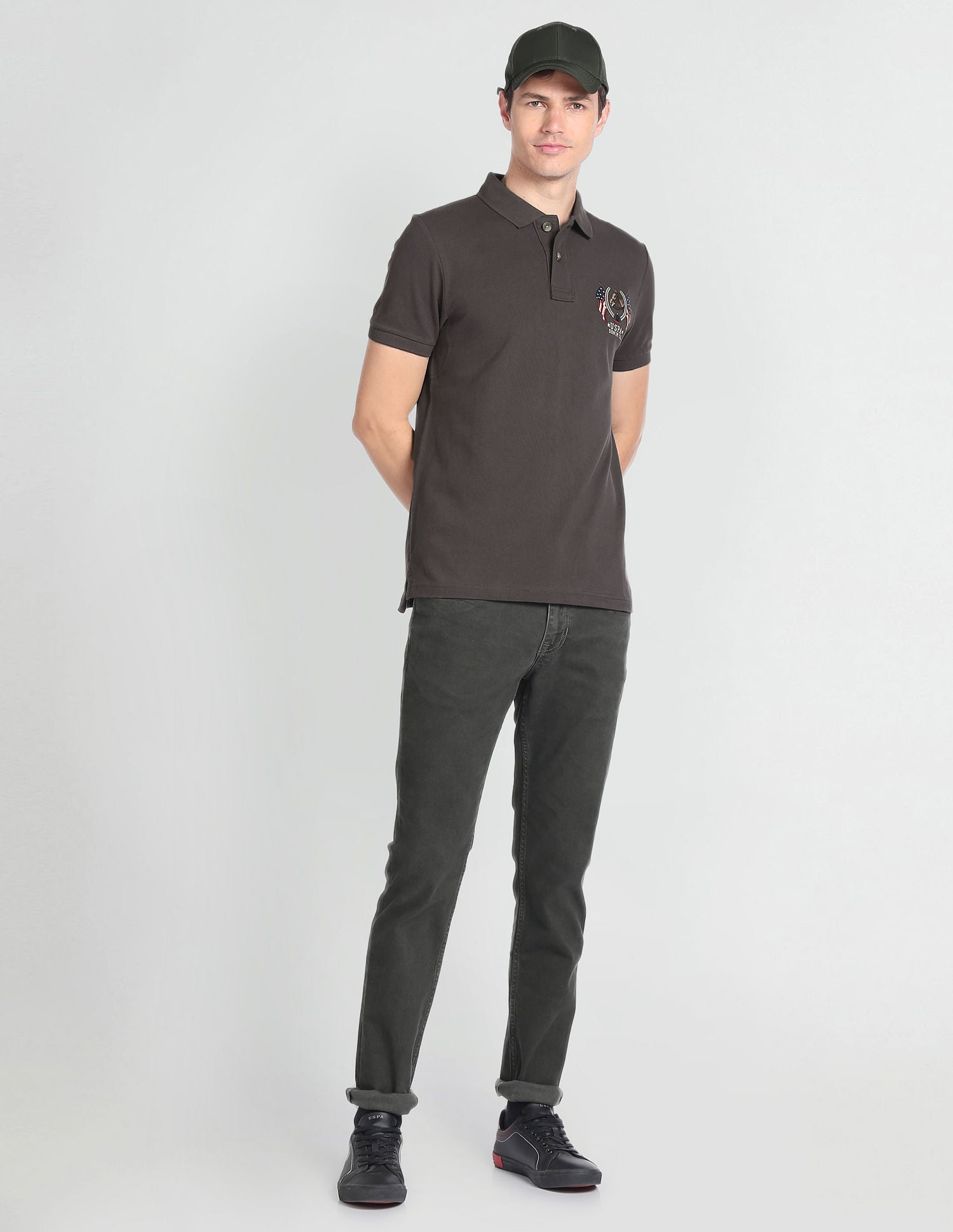 Solid Muscle Fit Polo Shirt Charcoal Grey - U.S. Polo Assn. India | Large