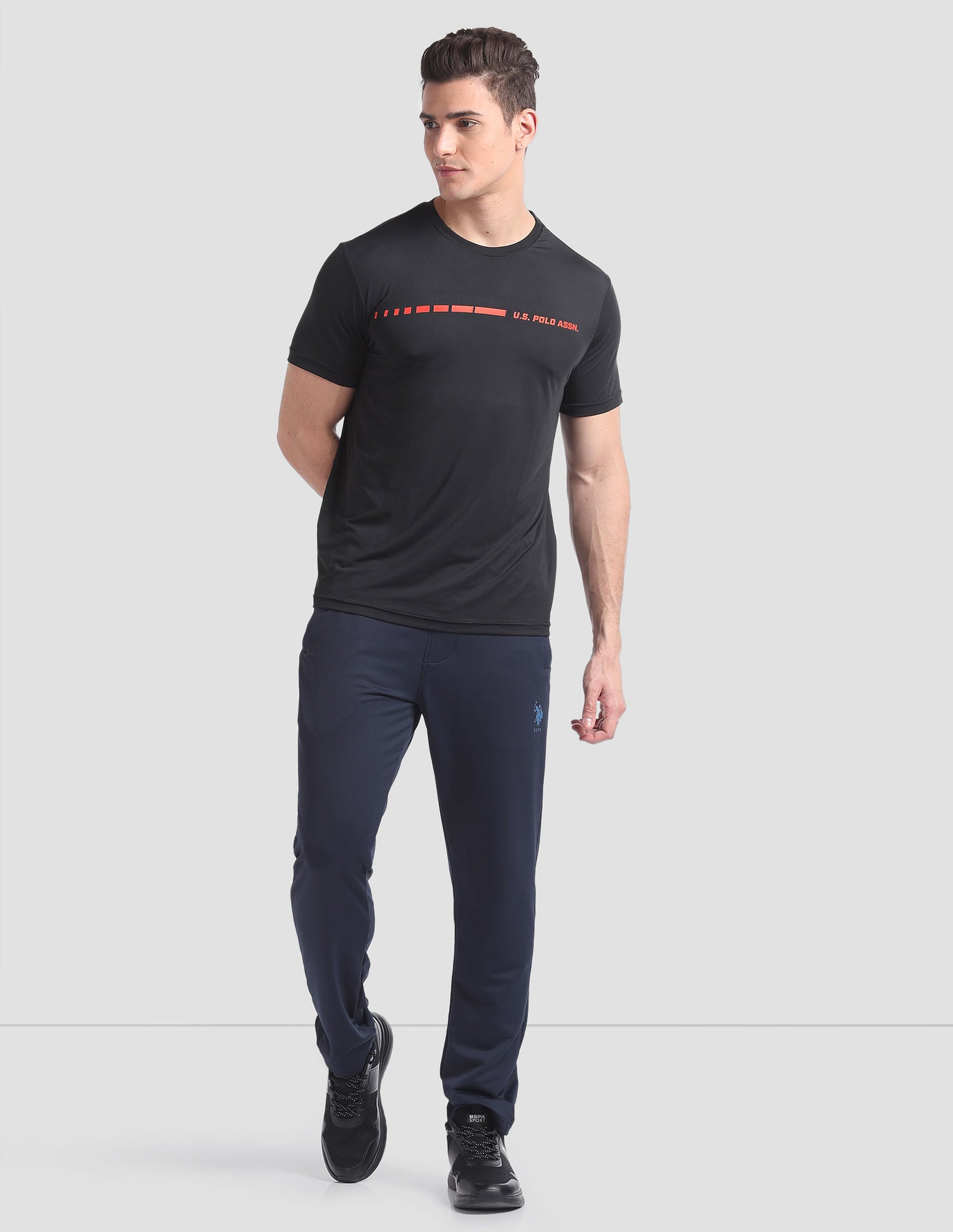 Small Brand Print AE001 Lounge T-Shirt - Pack Of 1 Black - U.S. POLO ASSN. | Large