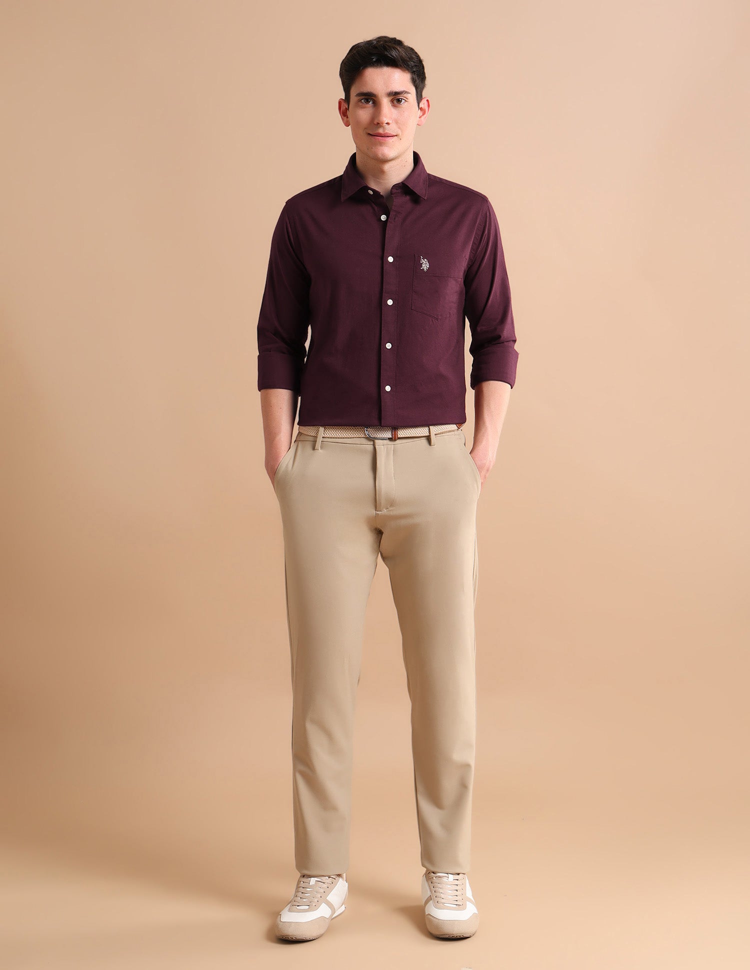 Stretchy Twill Shirt Maroon - U.S. POLO ASSN. | Large