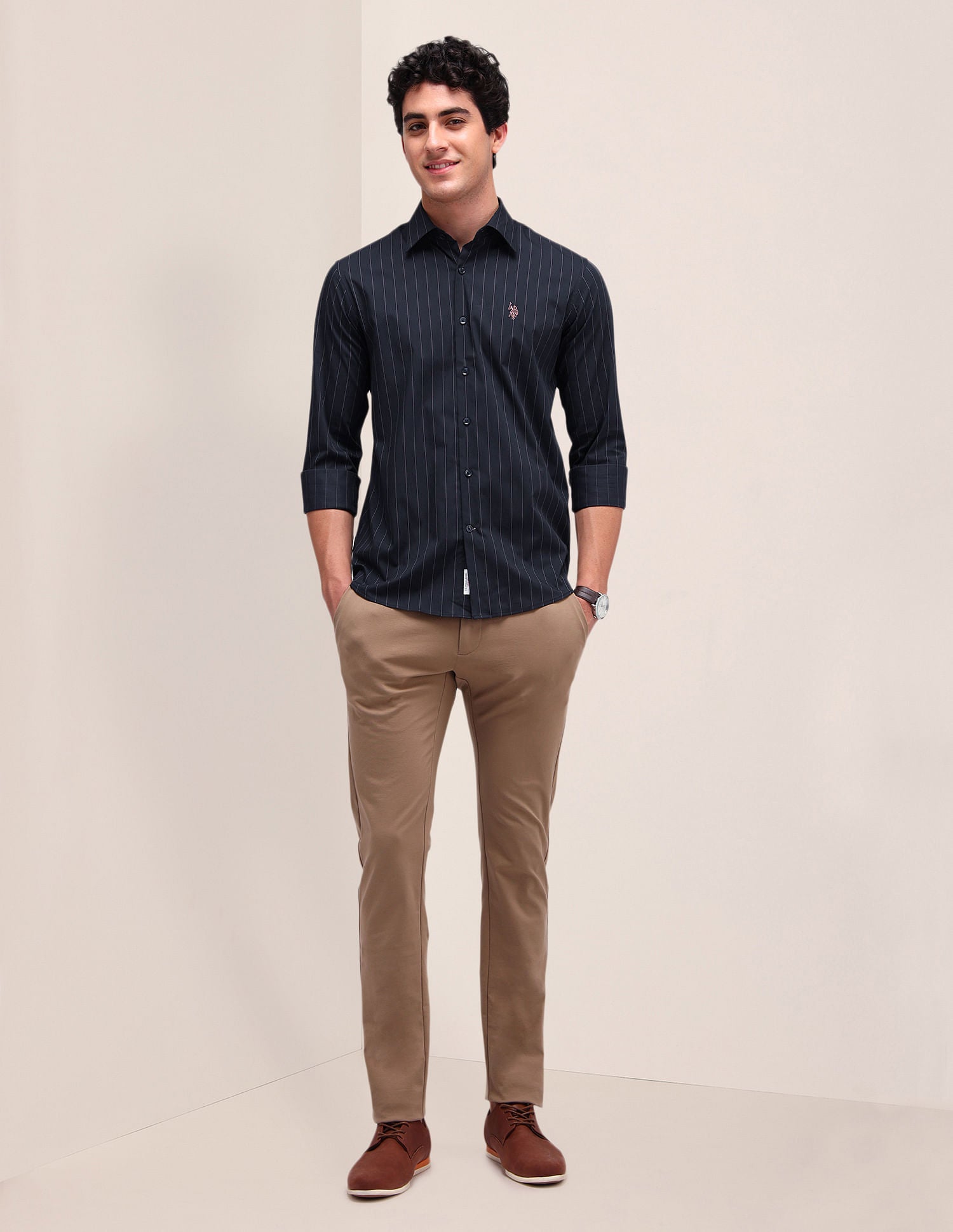 Vertical Striped Regular Fit Shirt Navy - U.S. Polo Assn. India | Large