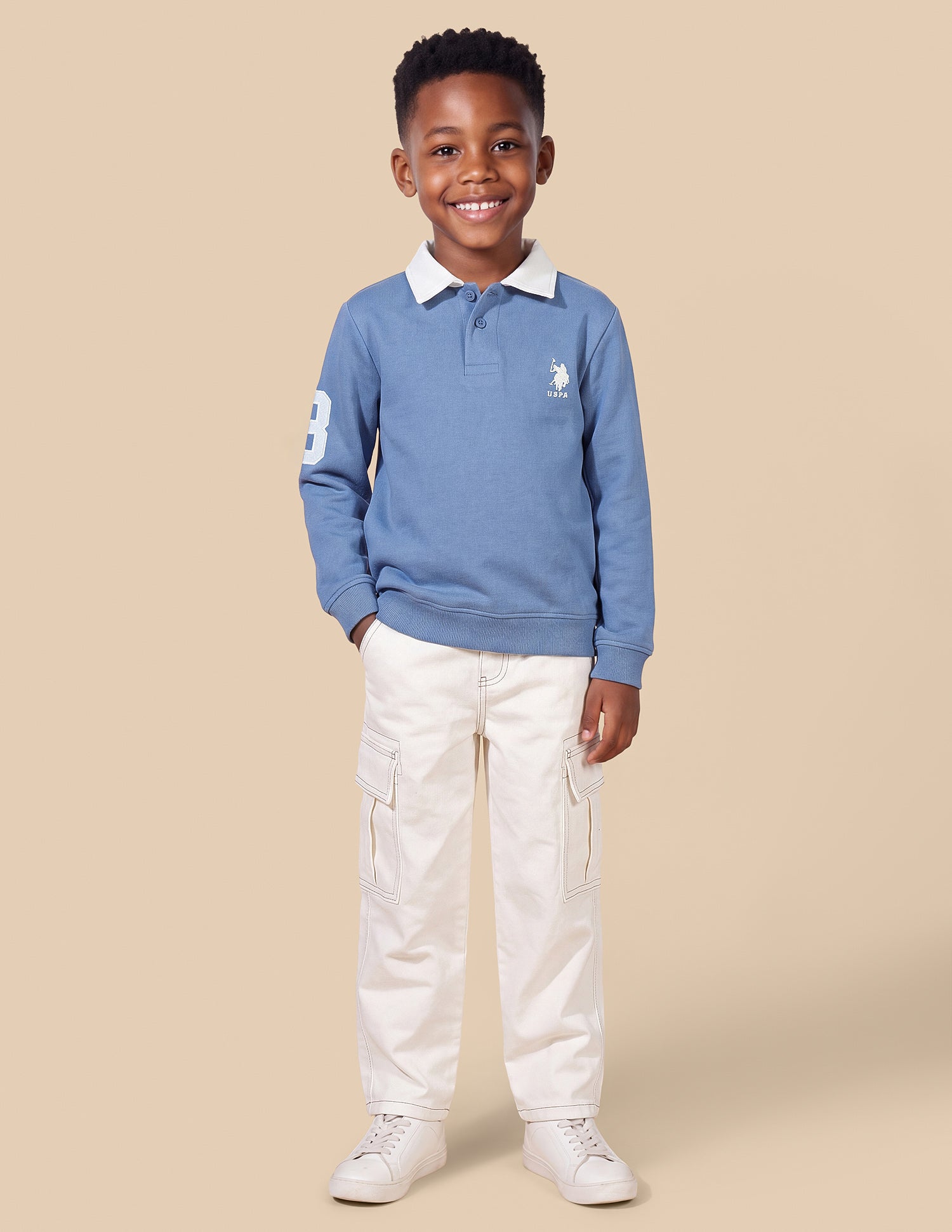 Solid Regular Fit Sweatshirt Light Blue - U.S. Polo Assn. India | Large