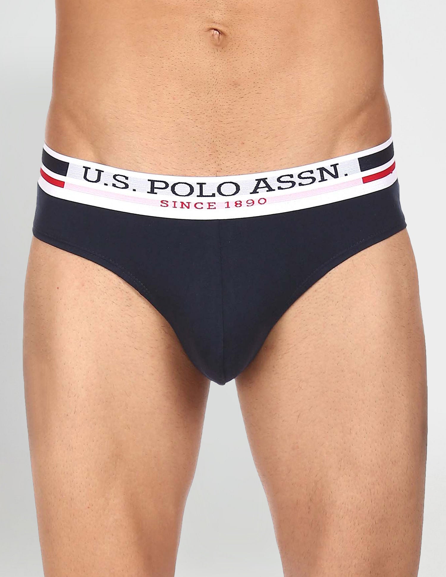 Elasticized Waist Pure Cotton I006 Briefs - Pack Of 3 Grey, Red and Navy - U.S. POLO ASSN. | Large