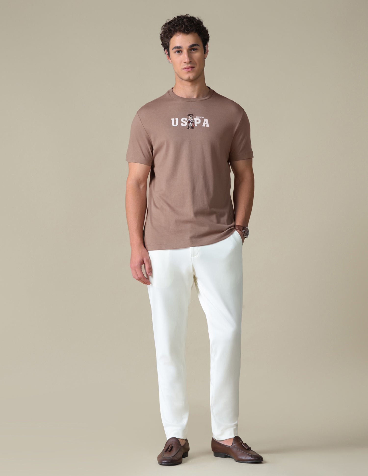 Slim Fit Solid T-Shirt Brown - U.S. Polo Assn. India | Large