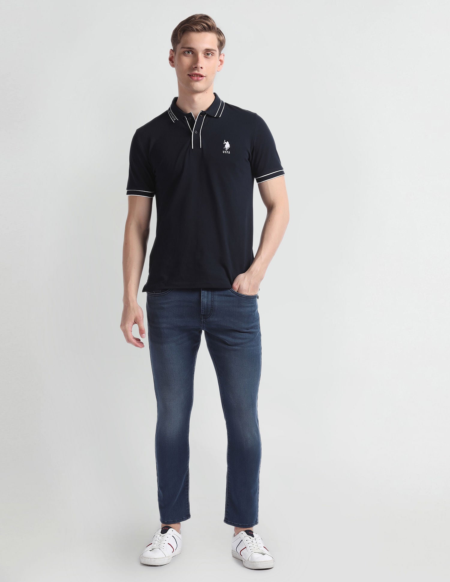 Henry Cropped Fit Blue Jeans Blue - U.S. Polo Assn. India | Large