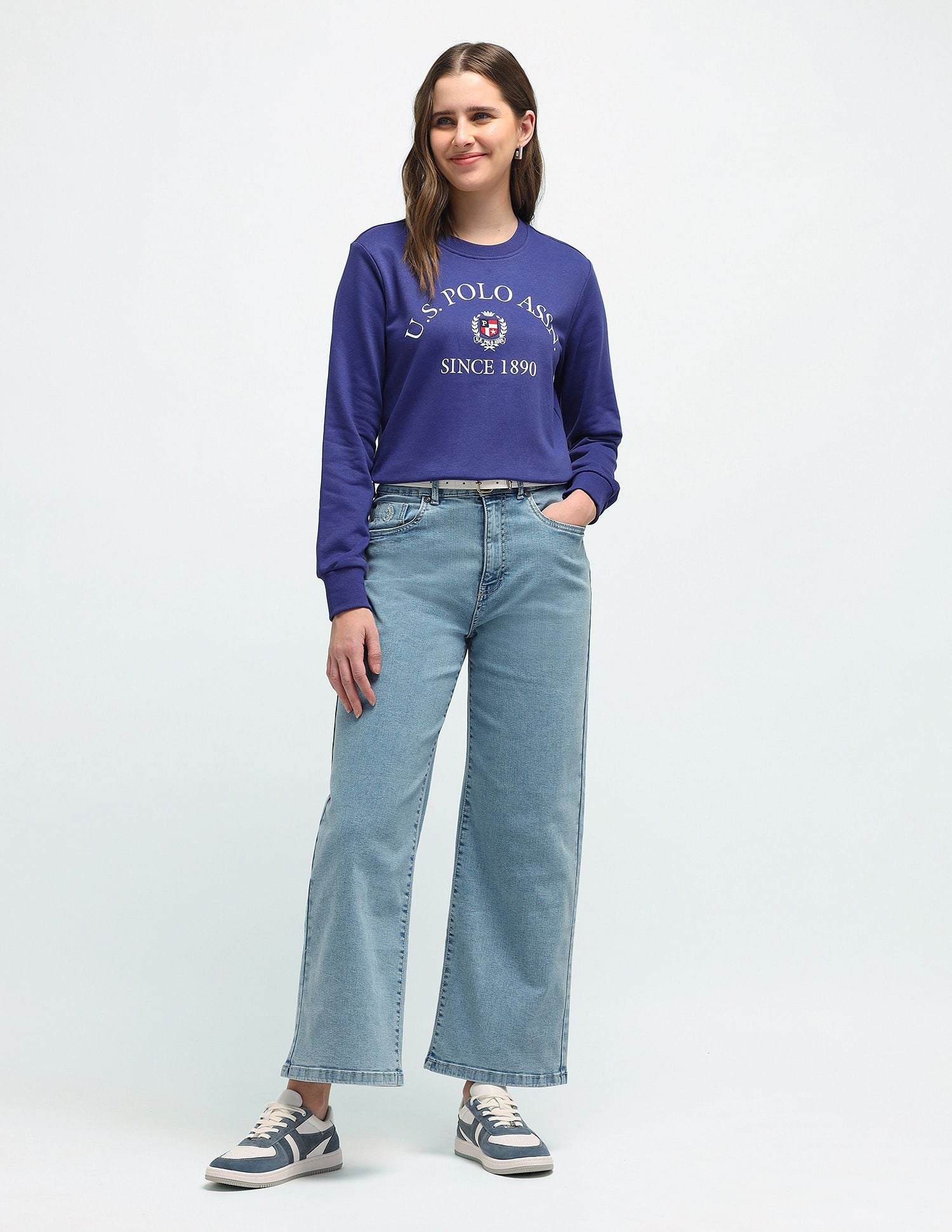 Regular Fit Embroidered Sweatshirt Blue - U.S. POLO ASSN. | Large