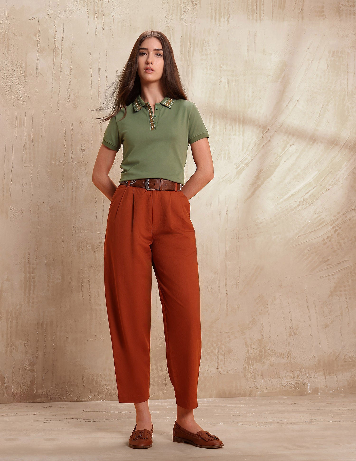 Jacquard Collar Polo Shirt Light Olive - U.S. POLO ASSN. | Large