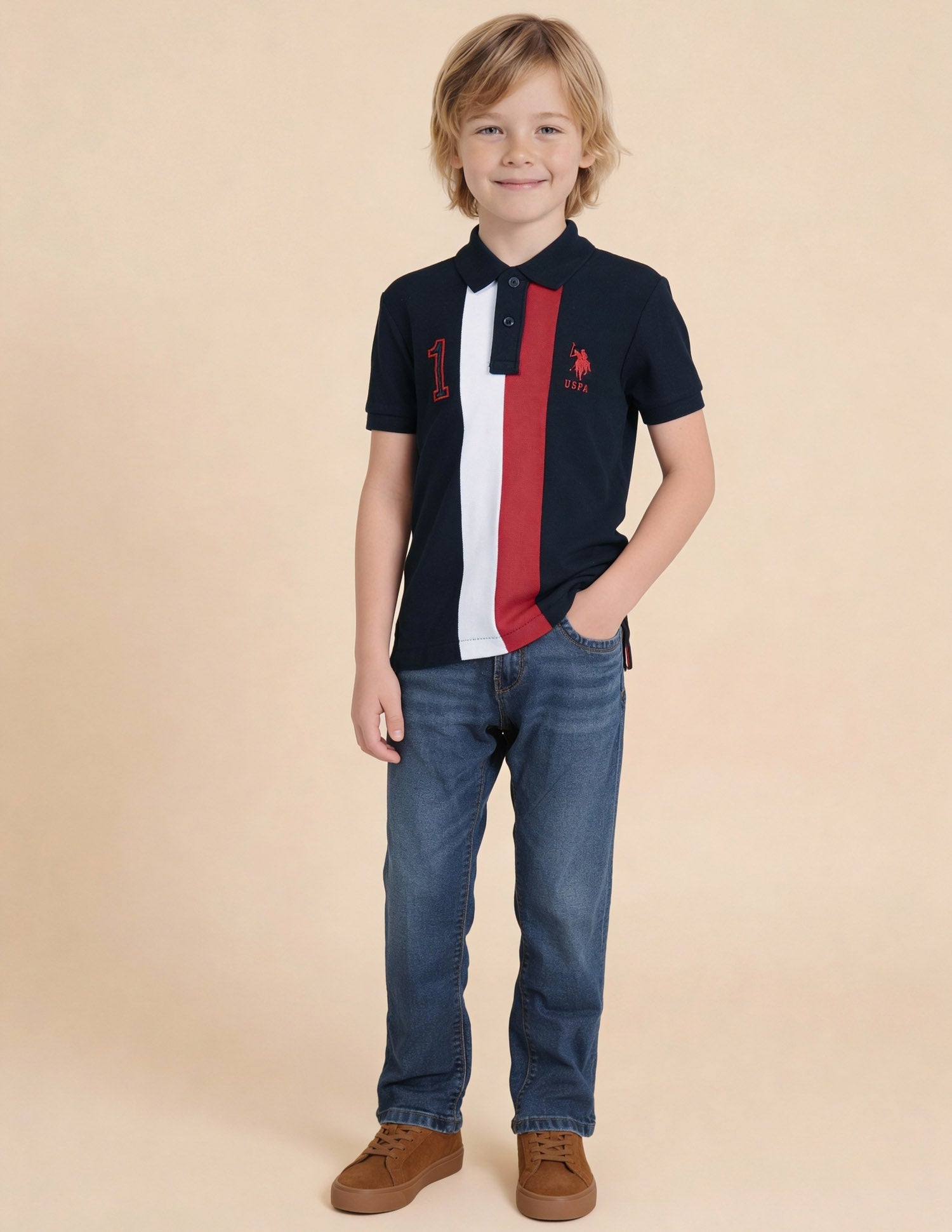 Numeric Embroidered Regular Fit Polo Shirt Navy - U.S. Polo Assn. India | Large