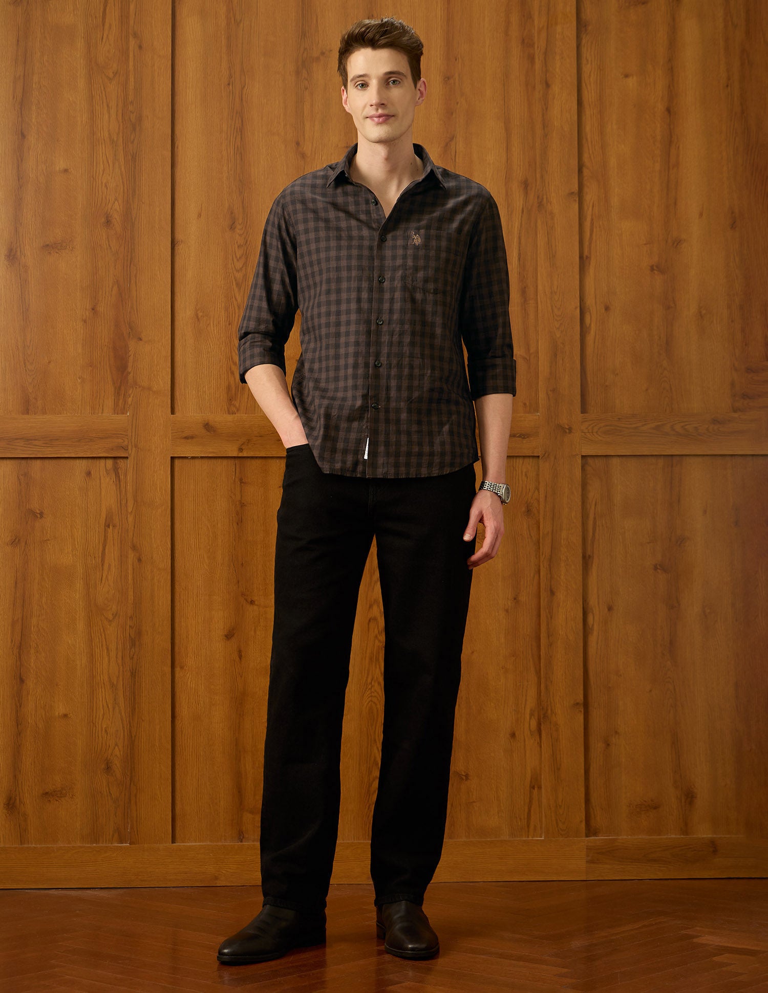 Equestrian Sports @ Elevnado Plaid Checked Shirt Brown - U.S. Polo Assn. India | Large