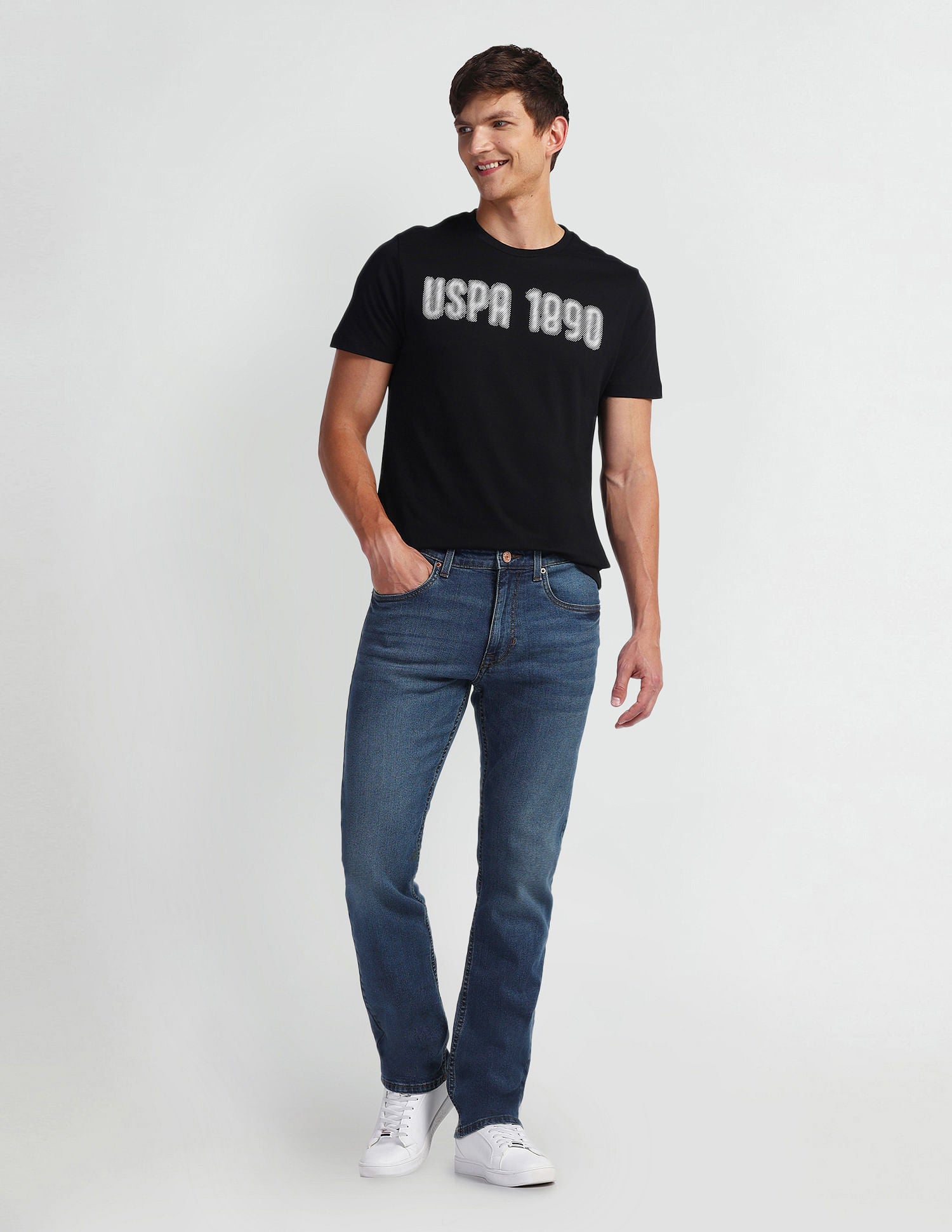 Harold Slim Straight Fit Blue Jeans Blue - U.S. Polo Assn. India | Large