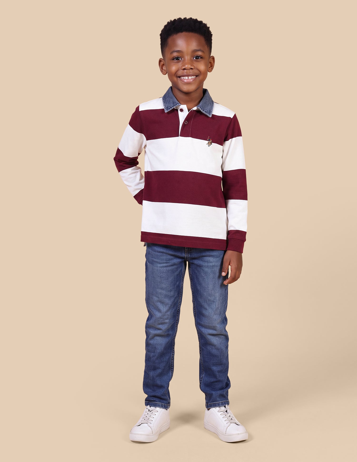 Horizontal Striped Regular Fit Polo Shirt Maroon - U.S. Polo Assn. India | Large