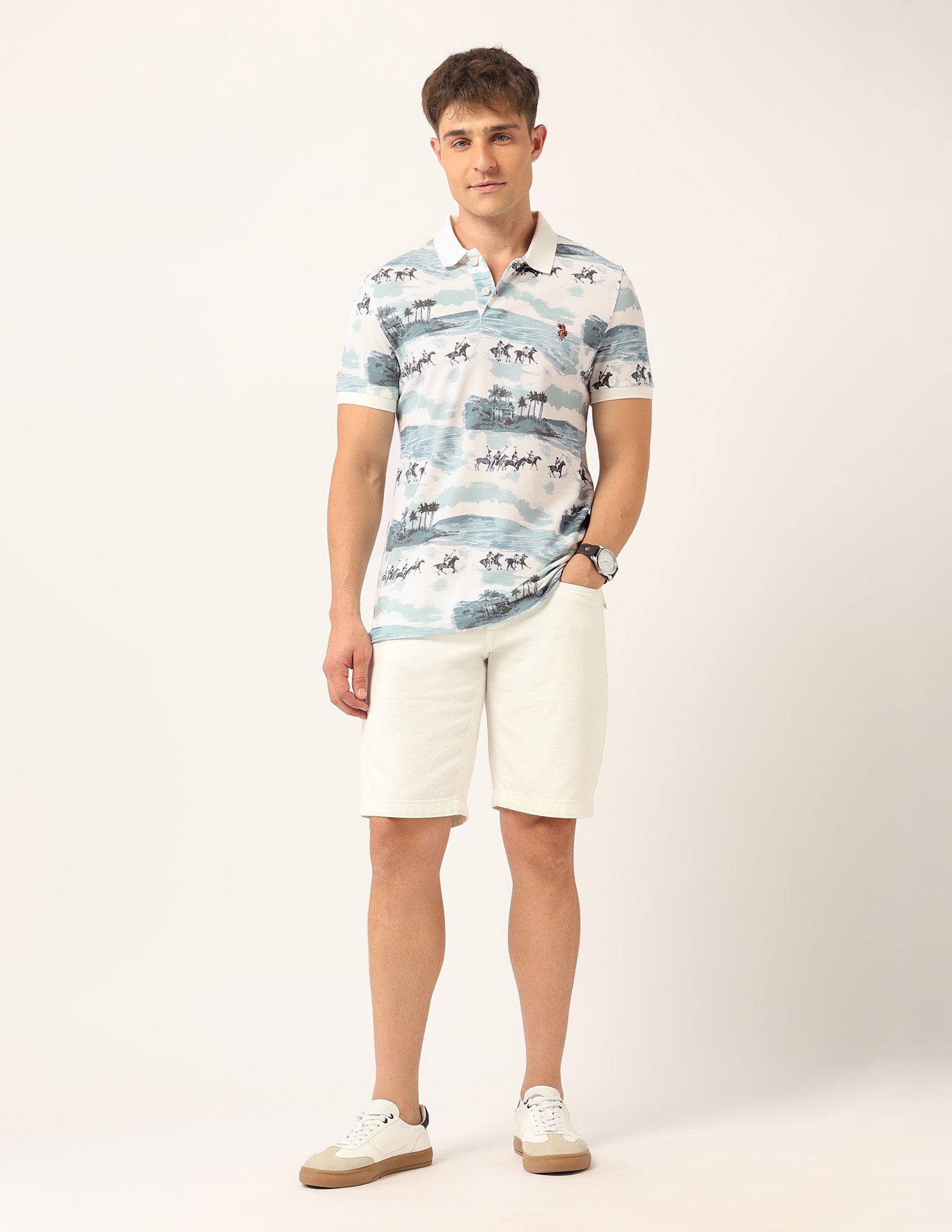 Graphic Printed Muscle Fit Polo Shirt Blue - U.S. Polo Assn. India | Large