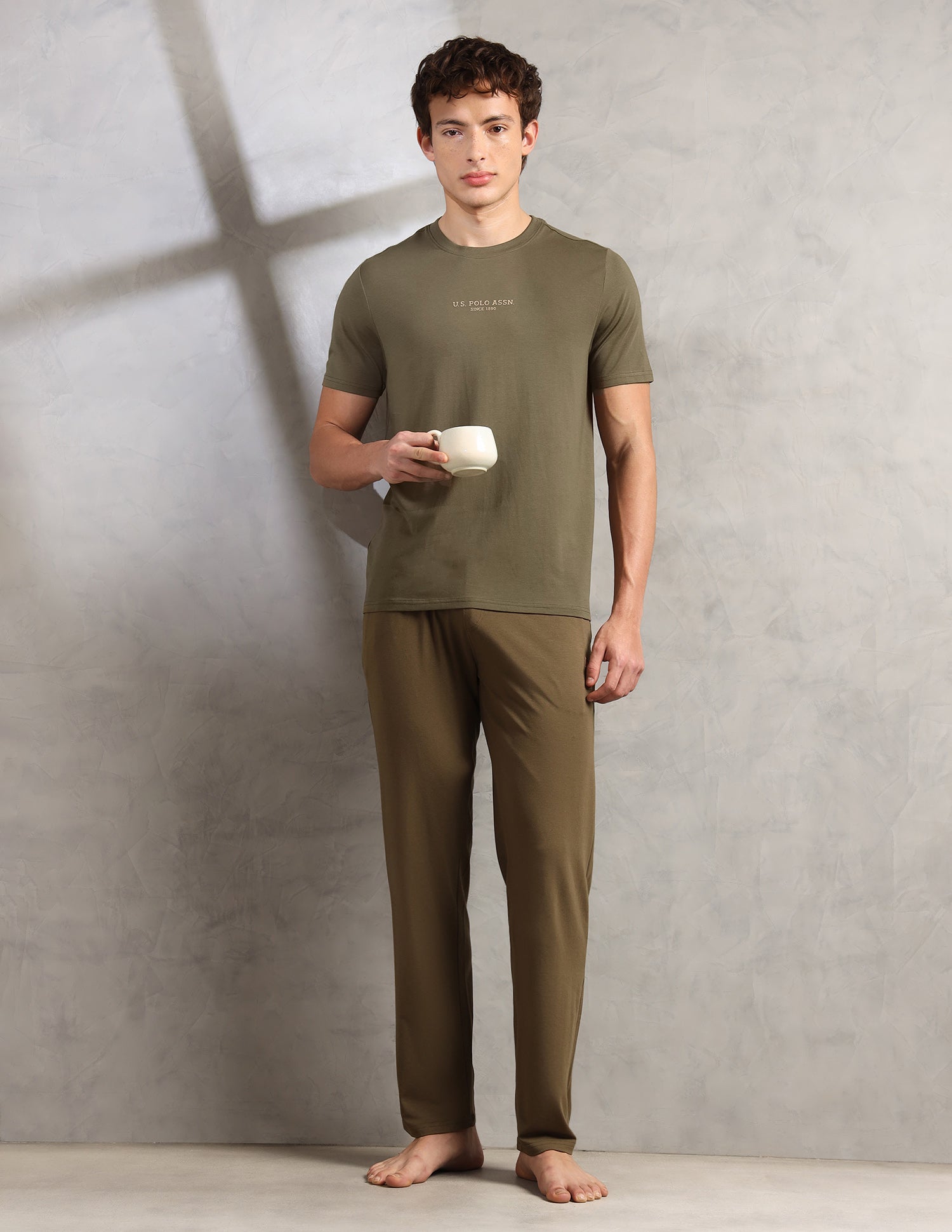 Comfort Relaxed Fit Breathable PE005-PL Lounge T-Shirt - Pack Of 1 Ivy Green - U.S. Polo Assn. India | Large