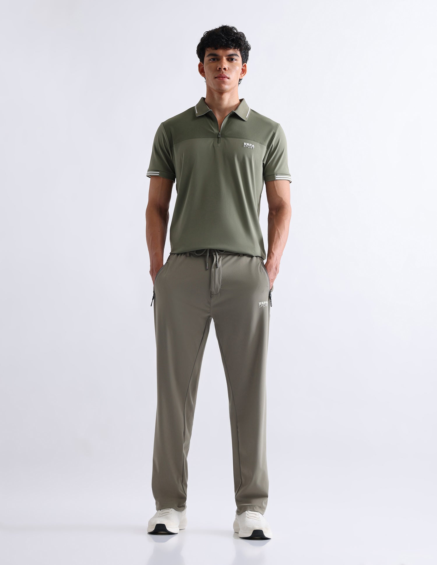 Solid Slim Fit Polo Shirt Light Olive - U.S. Polo Assn. India | Large