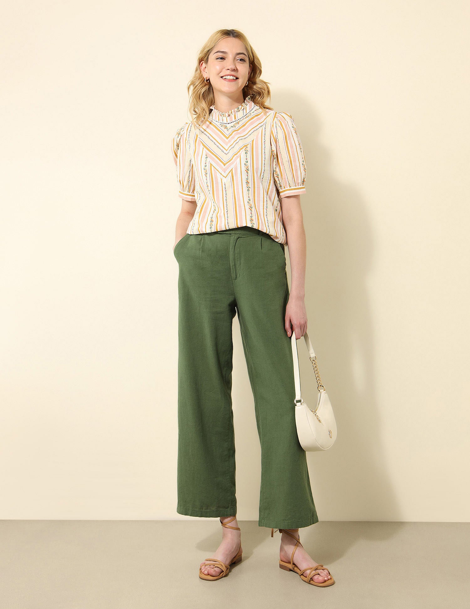 Ruffle Neck Striped Top Multi-colour - U.S. Polo Assn. India | Large