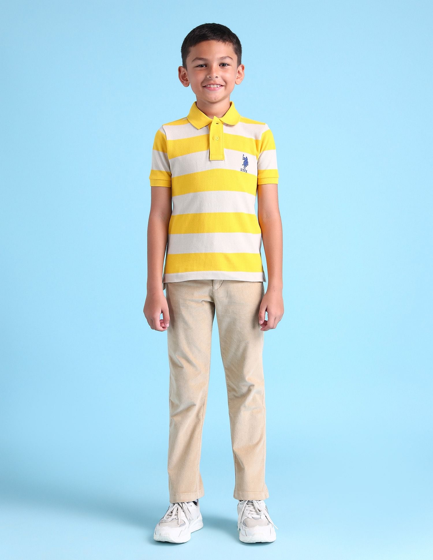 Boys Horizontal Stripes Polo Shirt Mustard - U.S. POLO ASSN. | Large
