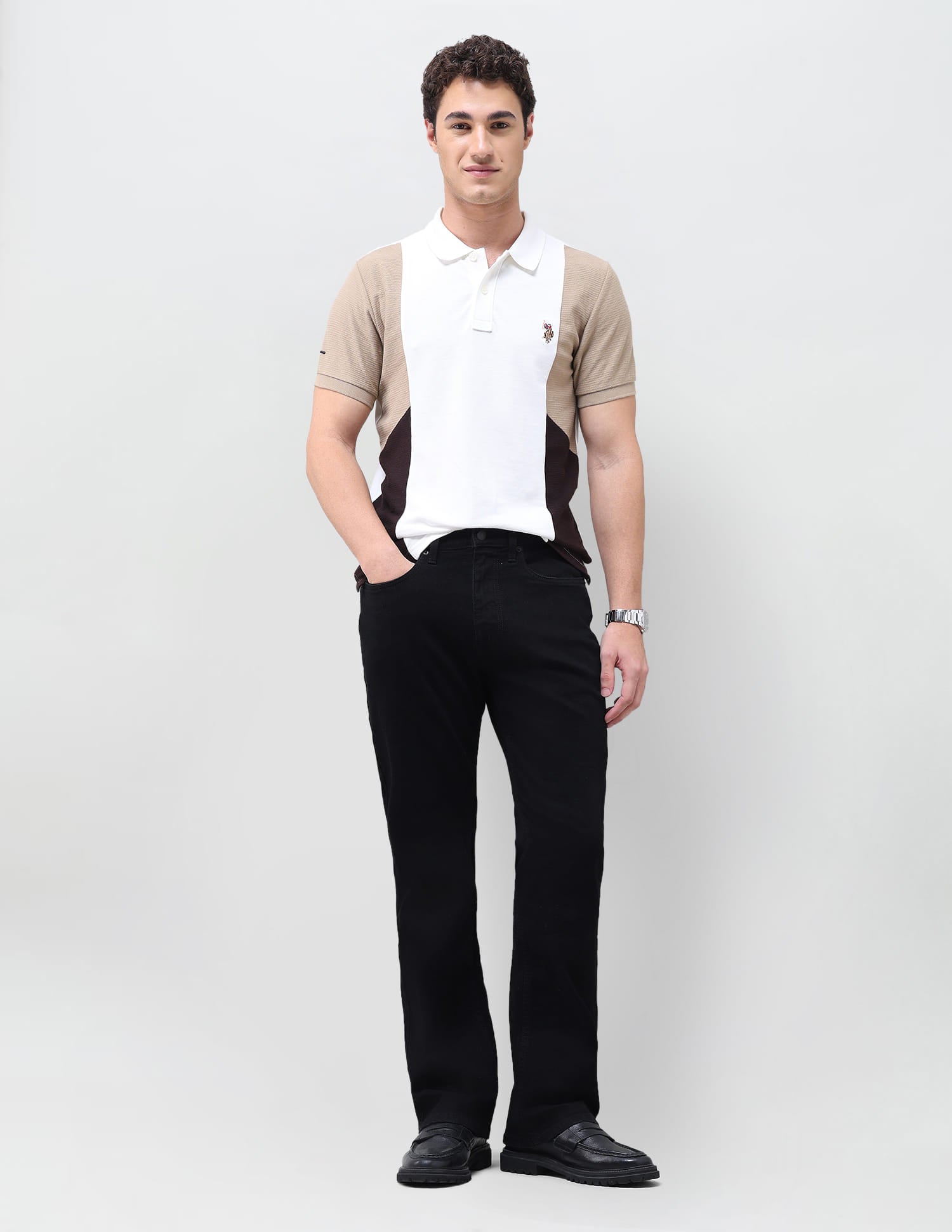 Solid Bootcut Fit Jeans Black - U.S. Polo Assn. India | Large