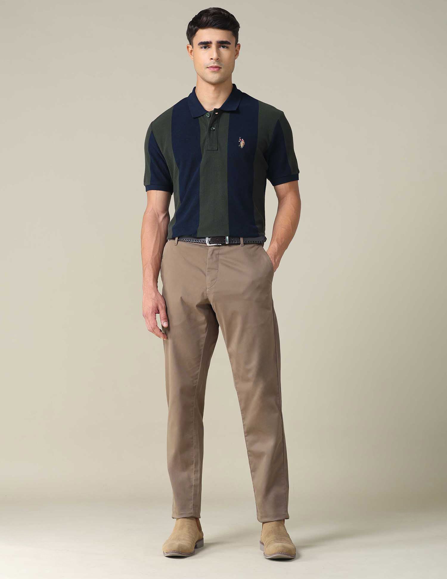 Vertical Striped Muscle Fit Polo Shirt Navy - U.S. POLO ASSN. | Large