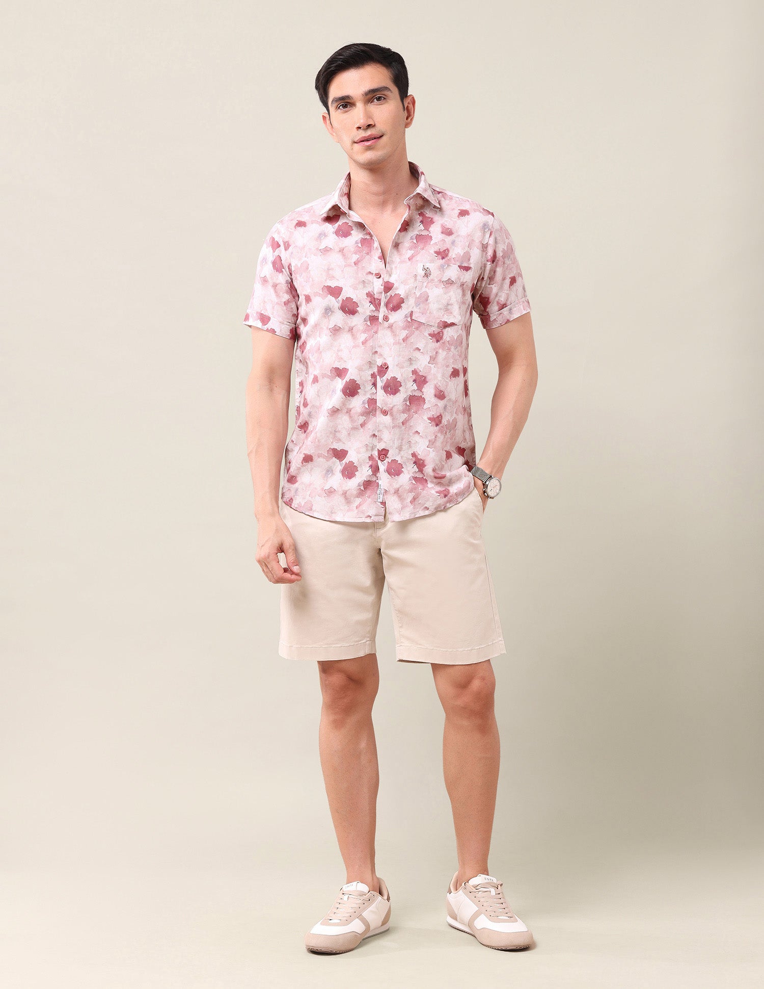 Floral Printed Regular Shirt Pink - U.S. Polo Assn. India | Large