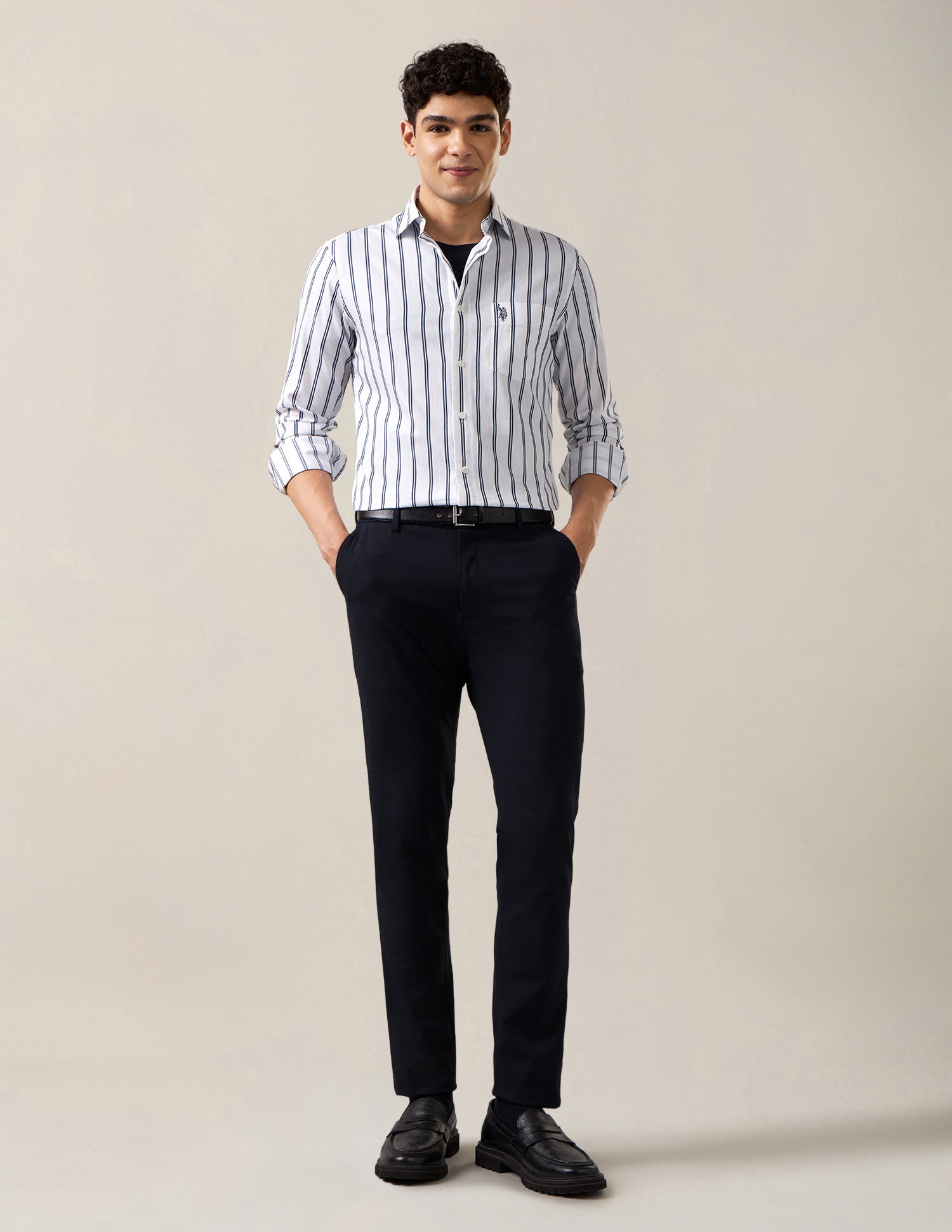 Vertical Striped Tailored Fit Shirt Navy - U.S. Polo Assn. India | Large