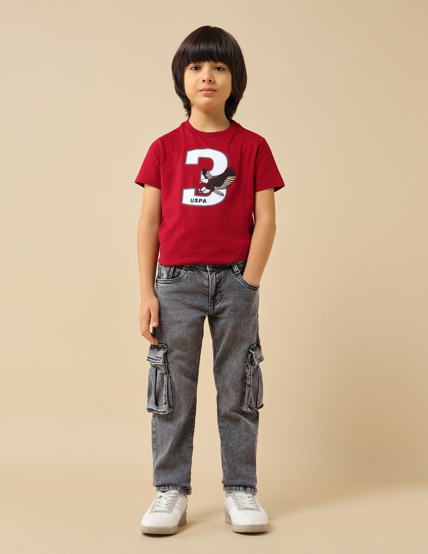 Boys Relaxed Fit Cargo Jeans Grey - U.S. POLO ASSN. | Large