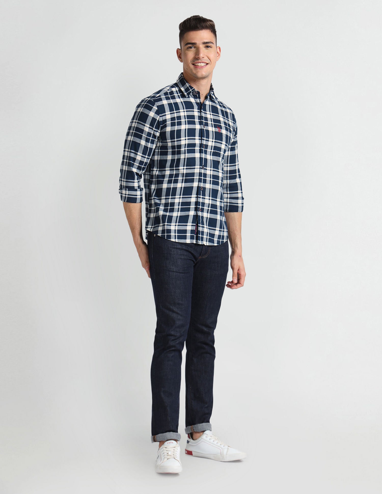 Slim Fit Twill Shirt Dark Blue - U.S. Polo Assn. India | Large