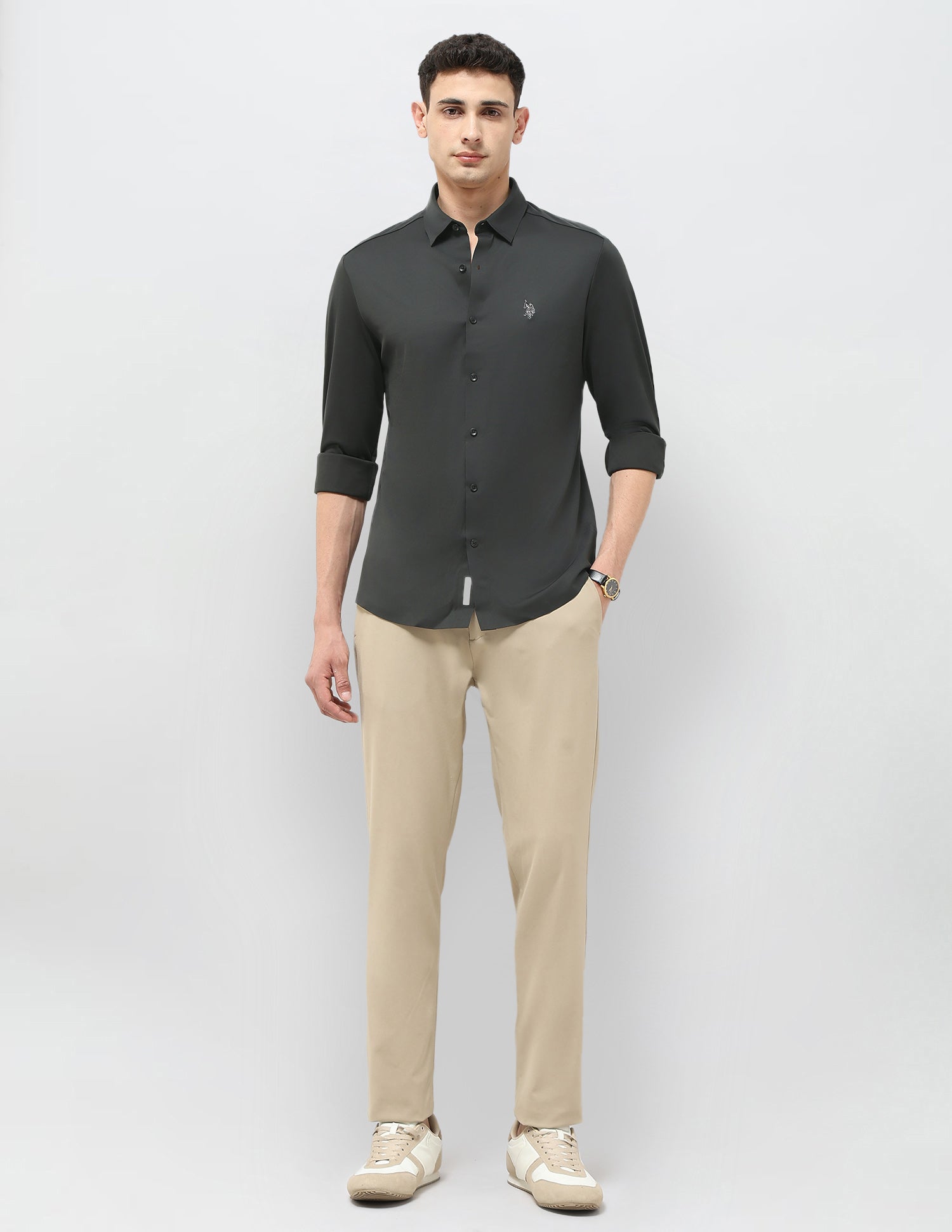 Solid Tailored Fit Shirt Dark Grey - U.S. POLO ASSN. | Large