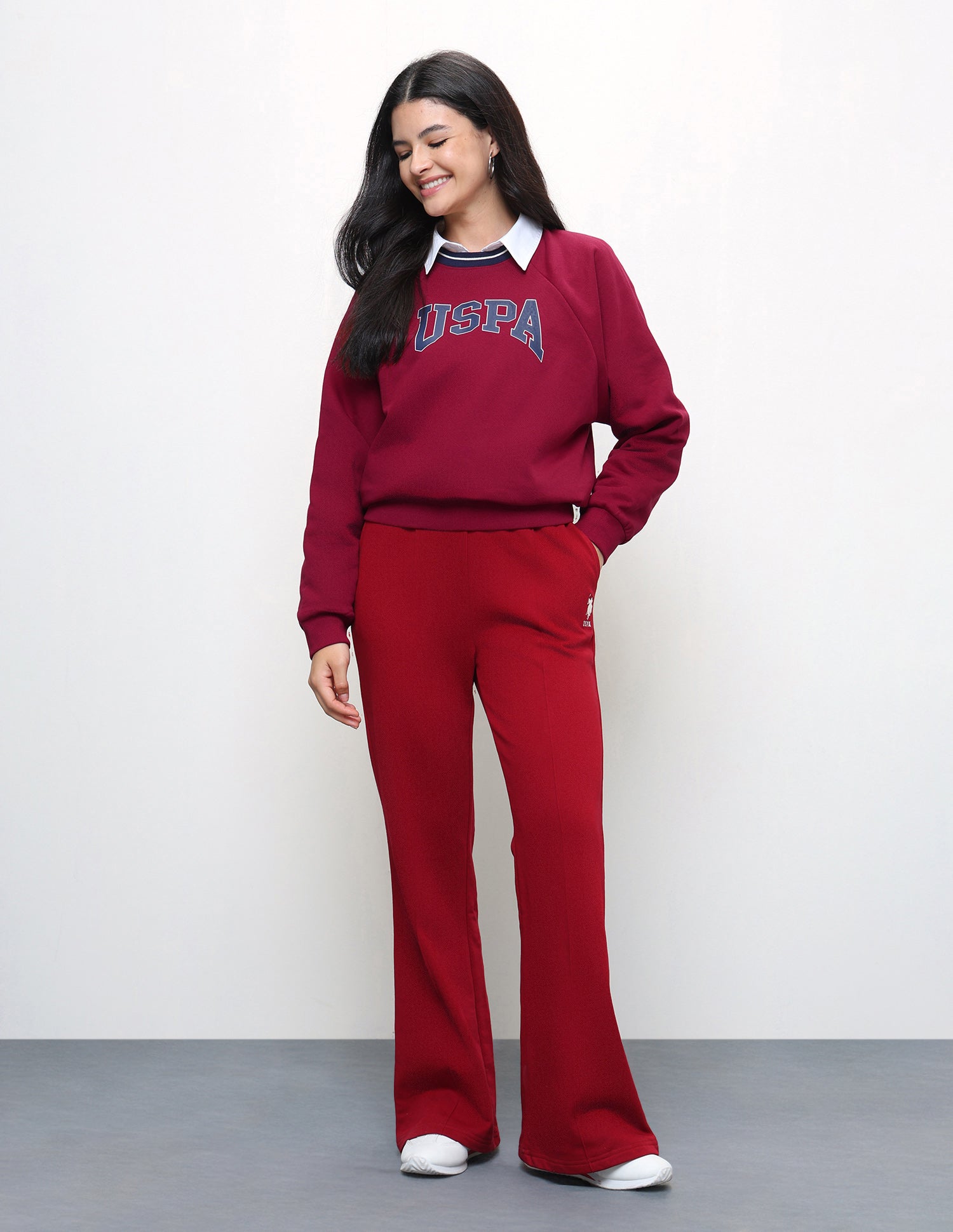 Brand Printed Oversized Fit Sweatshirt Red - U.S. Polo Assn. India | Large