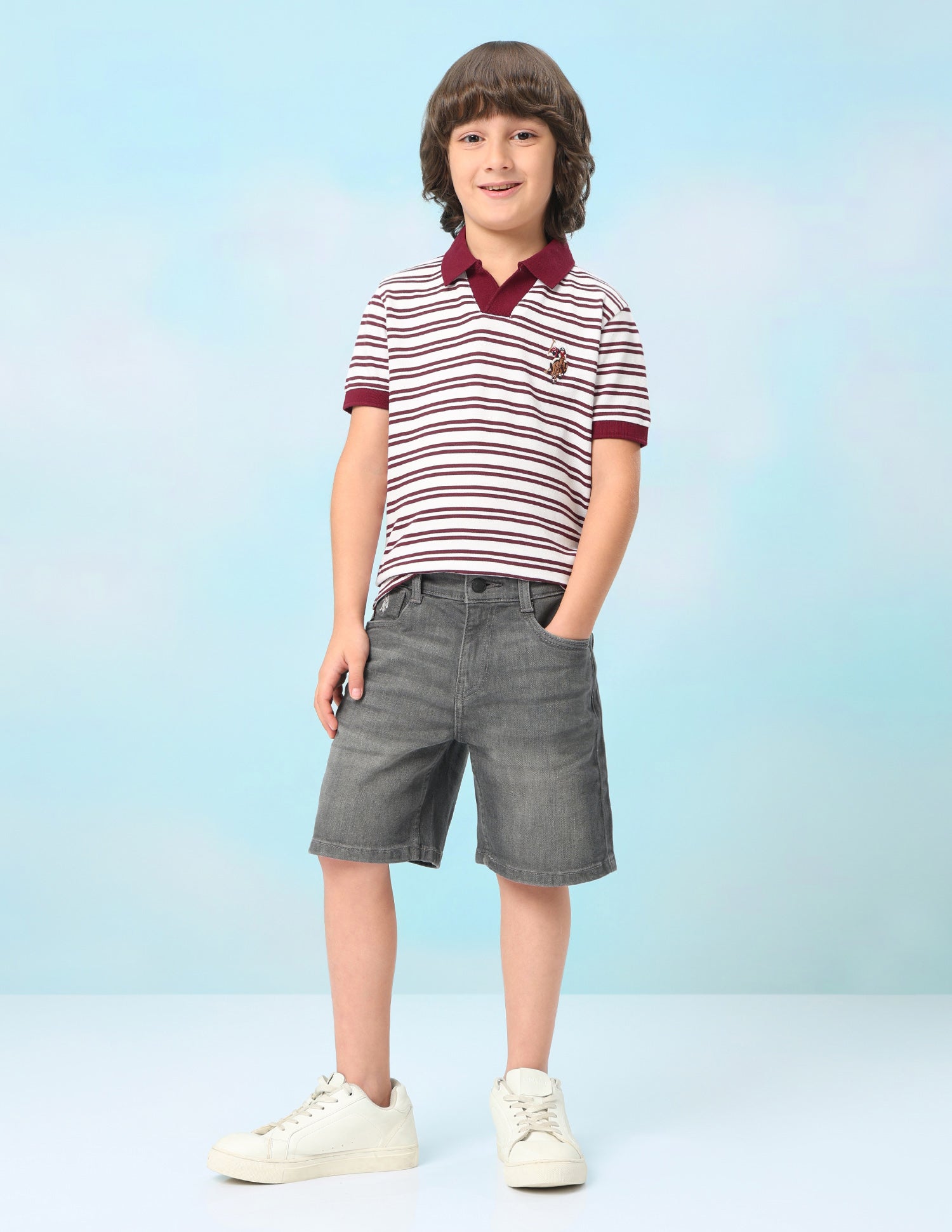 Horizontal Striped Regular Fit Polo Shirt Dark Maroon - U.S. Polo Assn. India | Large