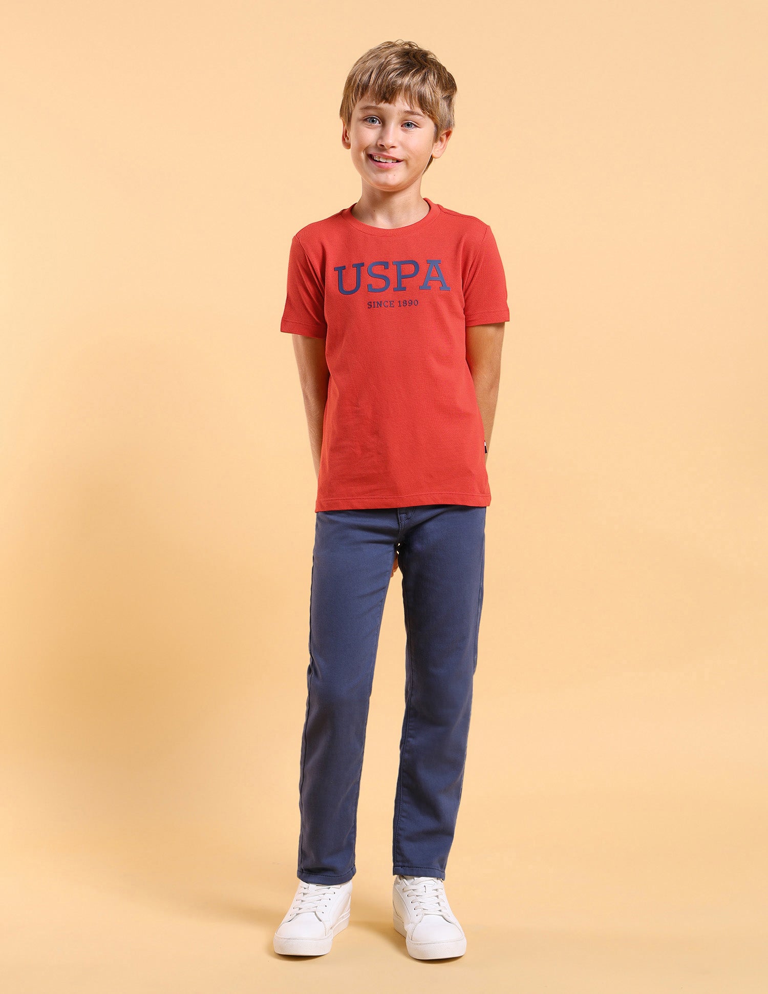 Boys Regular Fit Brand Printed T-Shirt Dark Orange - U.S. POLO ASSN. | Large
