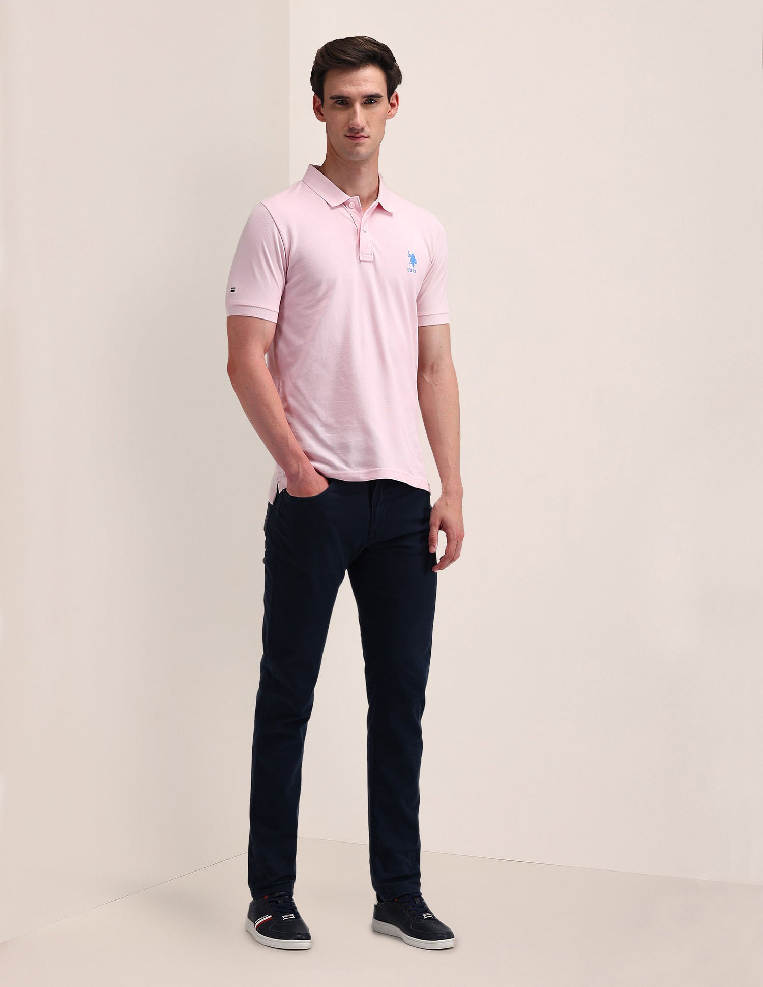 Solid Slim Fit Polo Shirt Light Pink - U.S. POLO ASSN. | Large