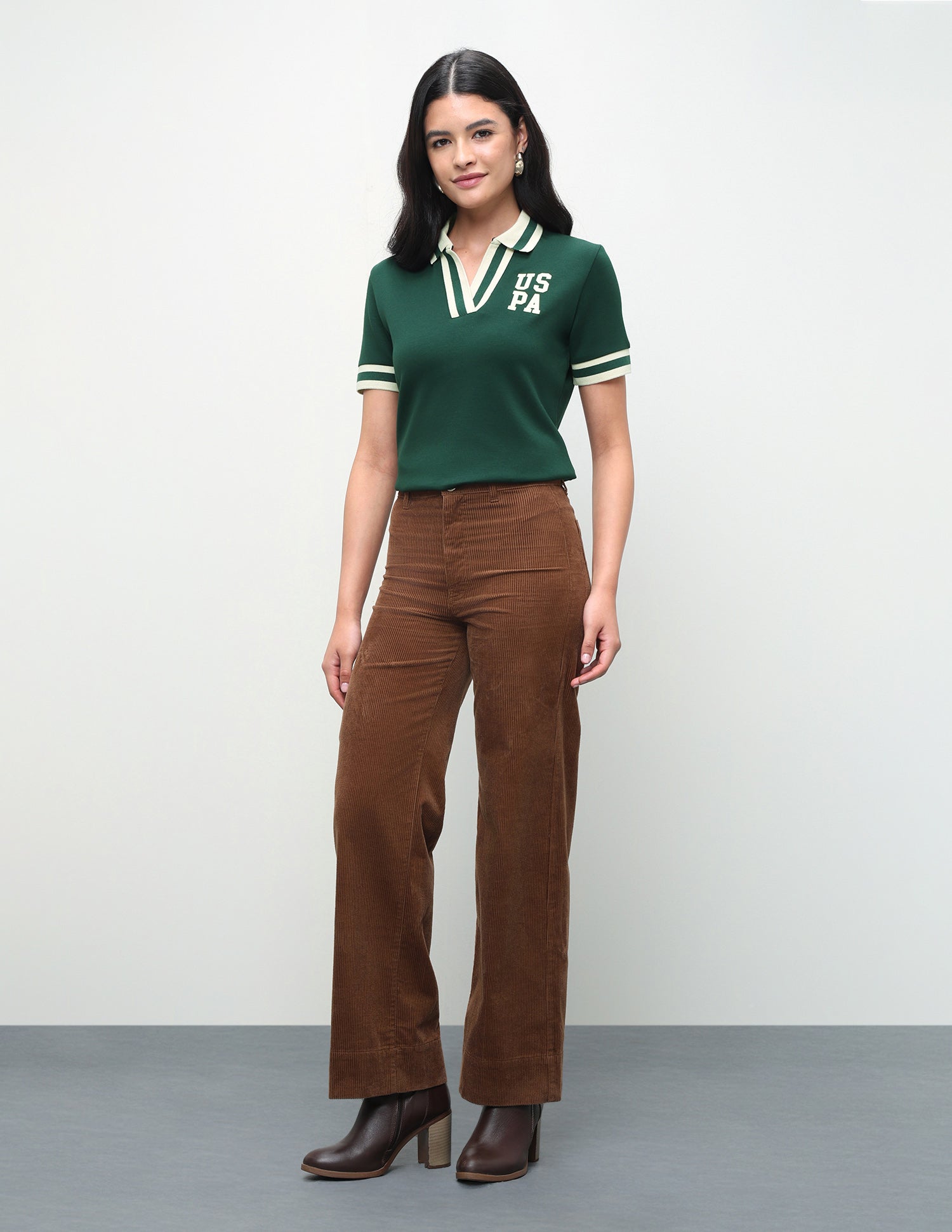 Solid Regular Fit Polo Shirt Green - U.S. Polo Assn. India | Large