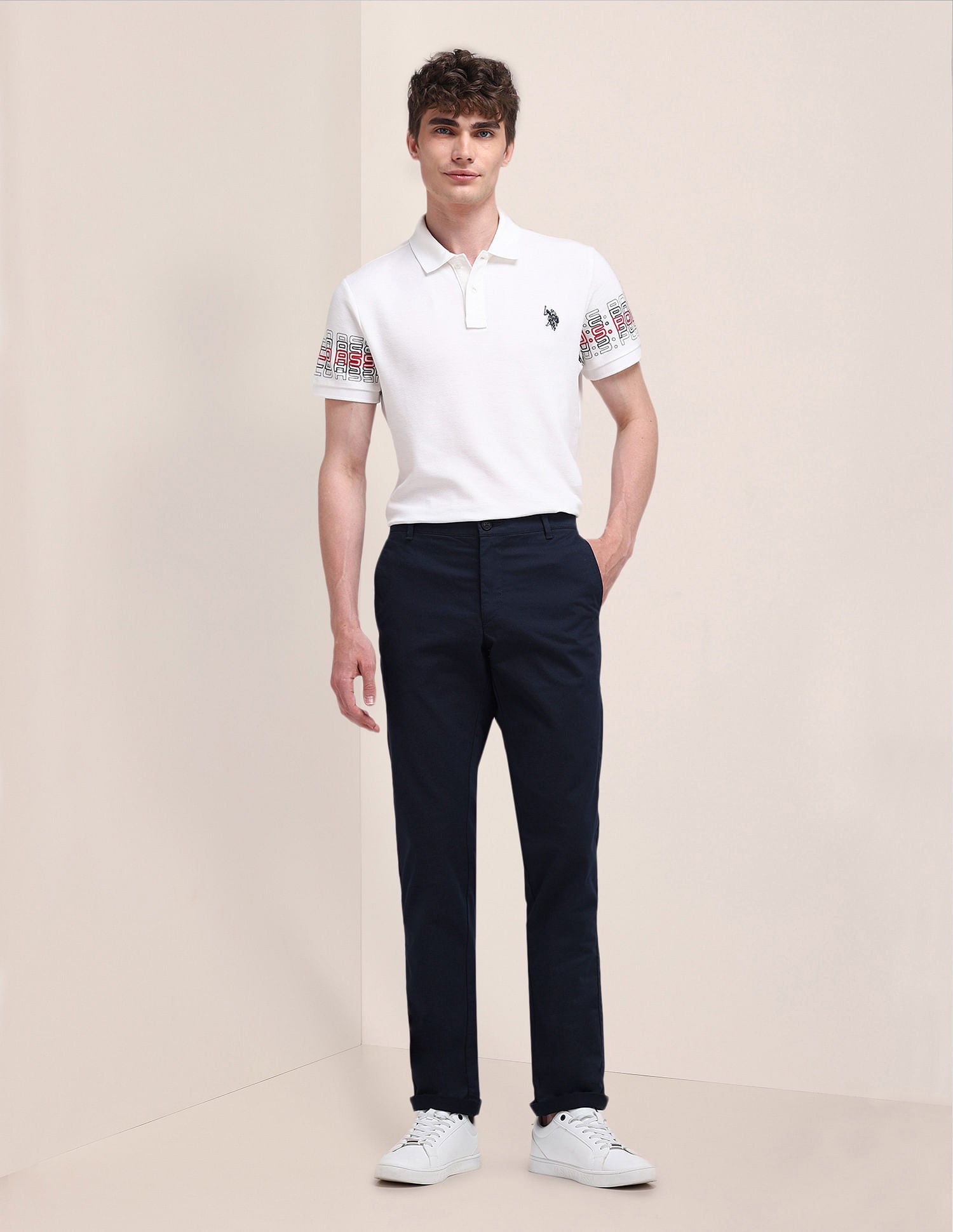 Denver Slim Fit Solid Trousers Navy - U.S. POLO ASSN. | Large