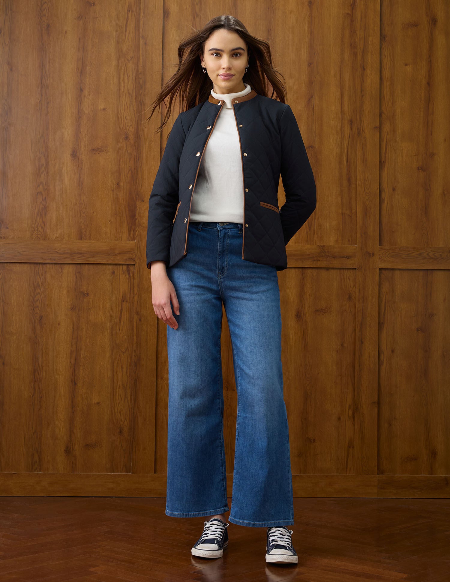 Solid Regular Fit High Neck Jacket Blue - U.S. POLO ASSN. | Large