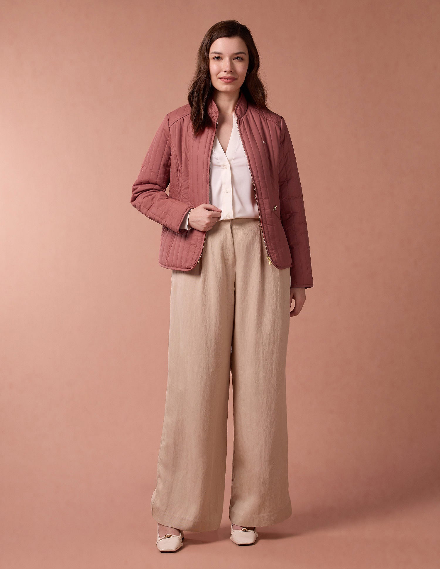 High Neck Puffer Jacket Dark Peach - U.S. POLO ASSN. | Large