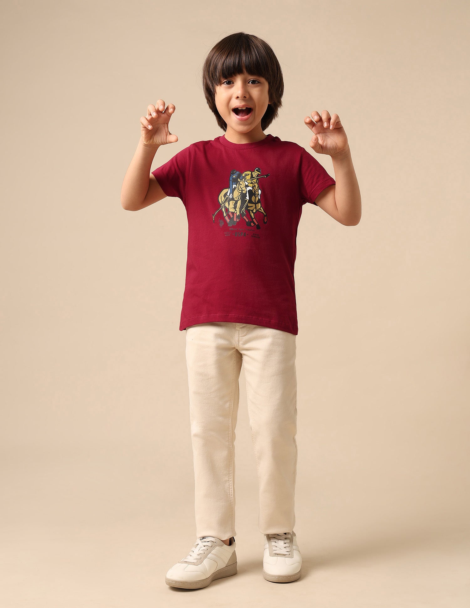 Boys Pure Cotton Graphic Brand Printed T Shirt Red - U.S. POLO ASSN. | Large