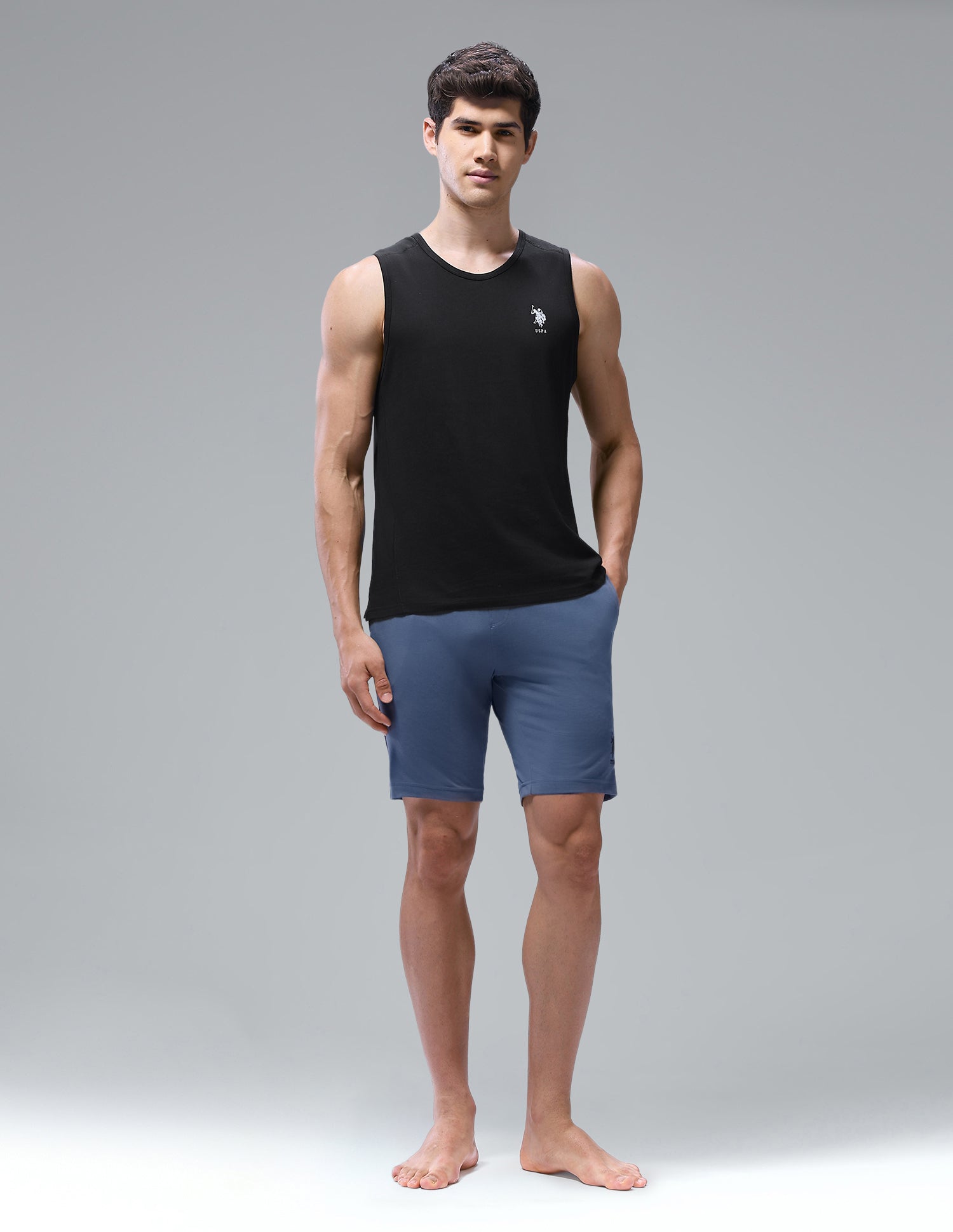 Antimicrobial Pure Cotton OEV11 Gym Vest - Pack Of 1 Black - U.S. Polo Assn. India | Large