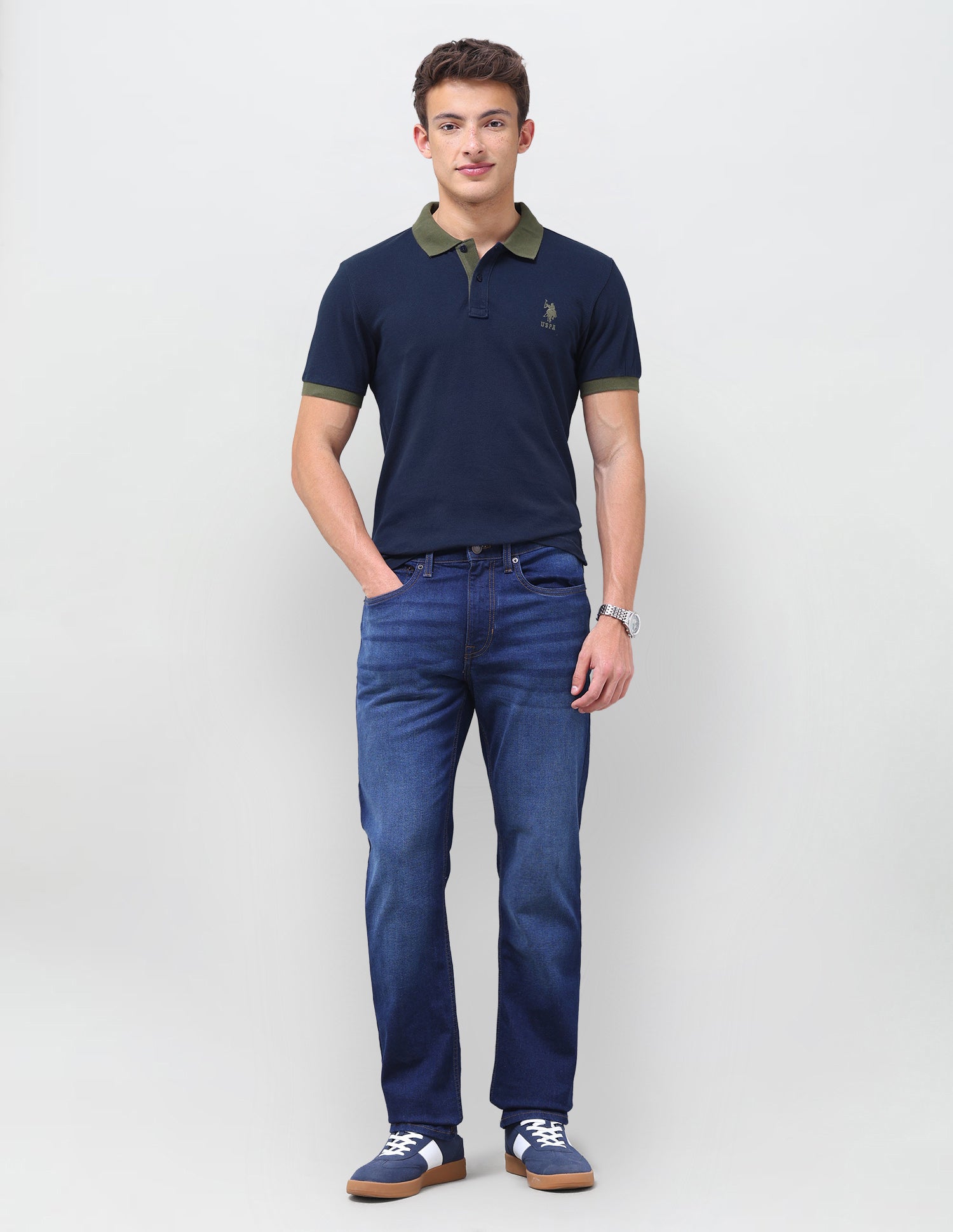 Solid Regular Fit Polo Shirt Navy - U.S. Polo Assn. India | Large