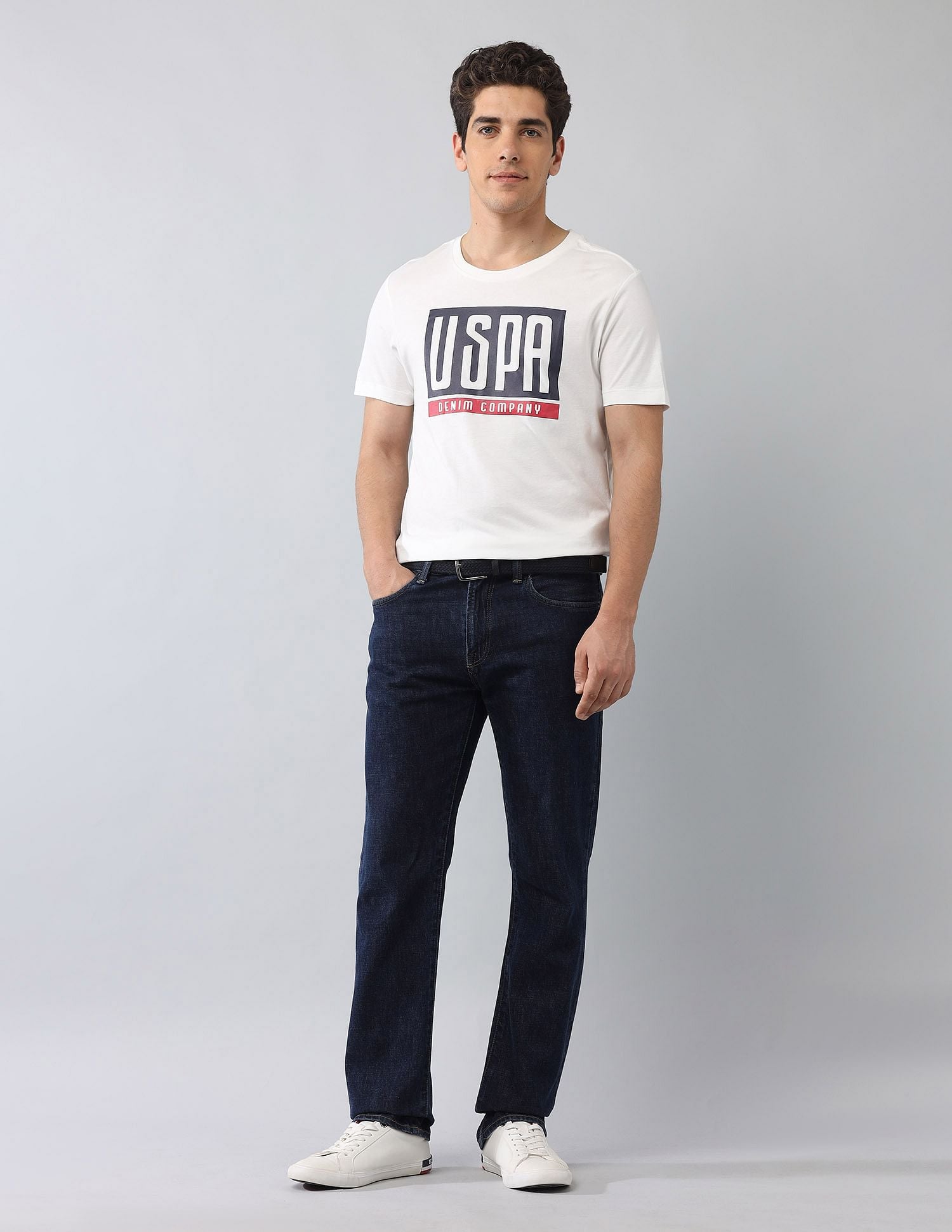 Muscle Fit Brand Printed T-Shirt Ivory - U.S. Polo Assn. India | Large