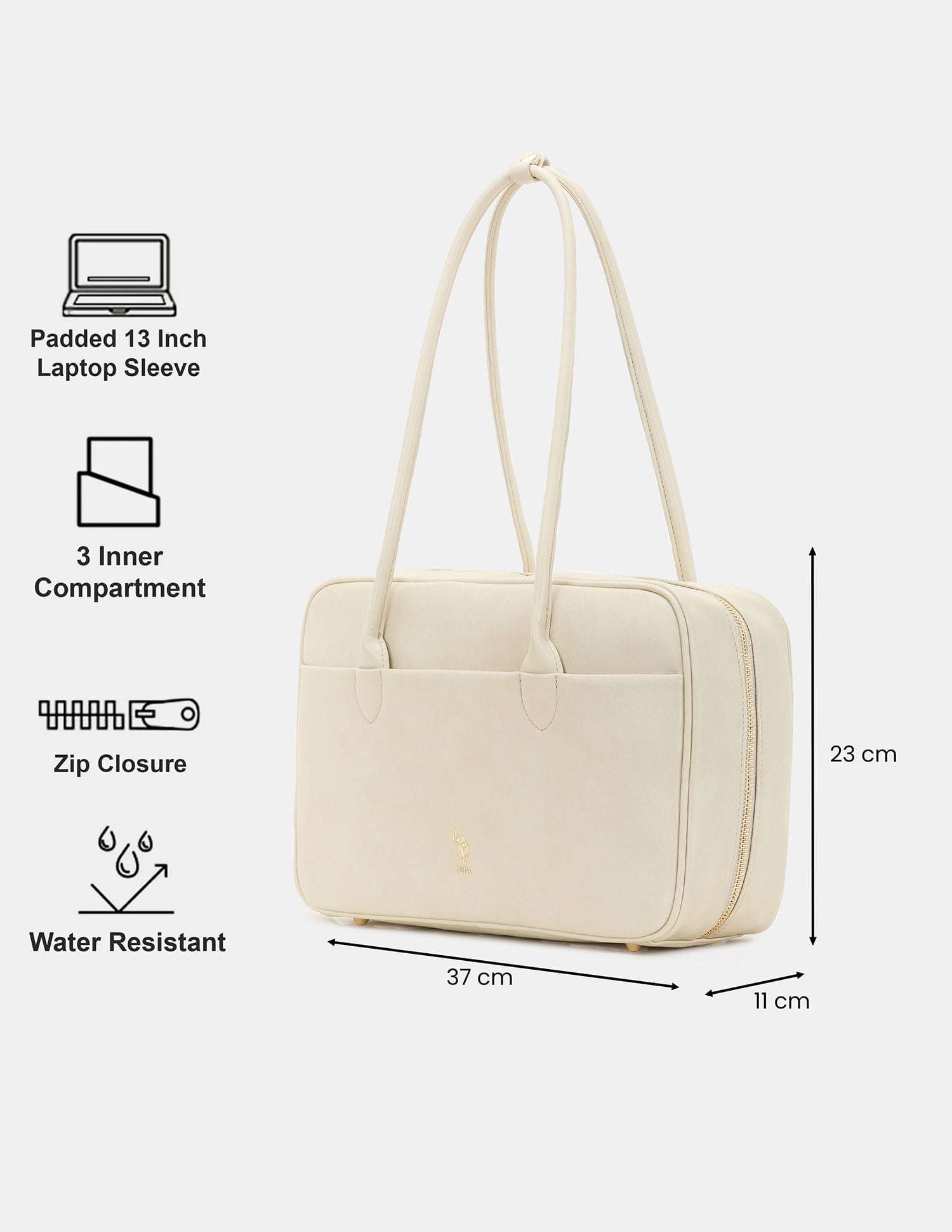 Women Blynn Compact Work Satchel Bag with Inner Pockets Beige - U.S. POLO ASSN. | Large