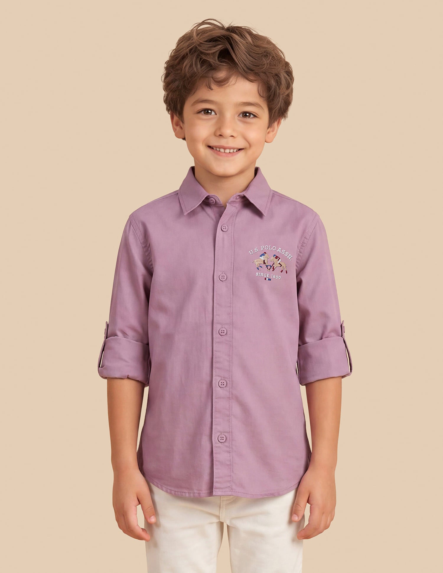 Solid Regular Fit Shirt Dusty Pink - U.S. Polo Assn. India | Large