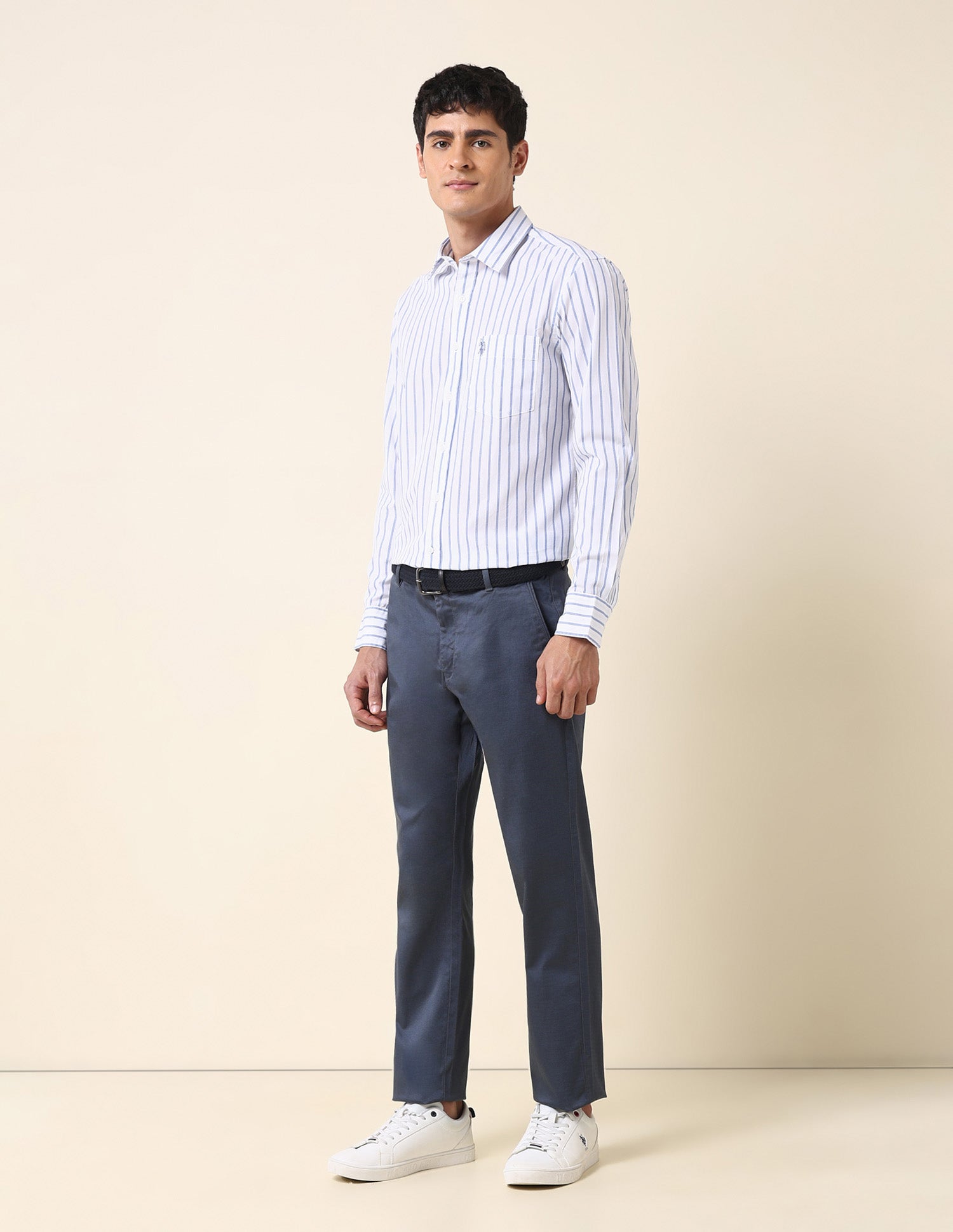 Vertical Striped Tailored Fit Shirt Blue - U.S. Polo Assn. India | Large