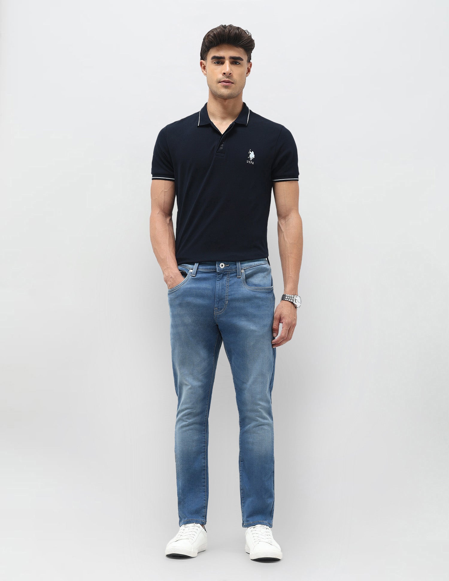 Henry Tapered Fit Blue Jeans Light Blue - U.S. POLO ASSN. | Large