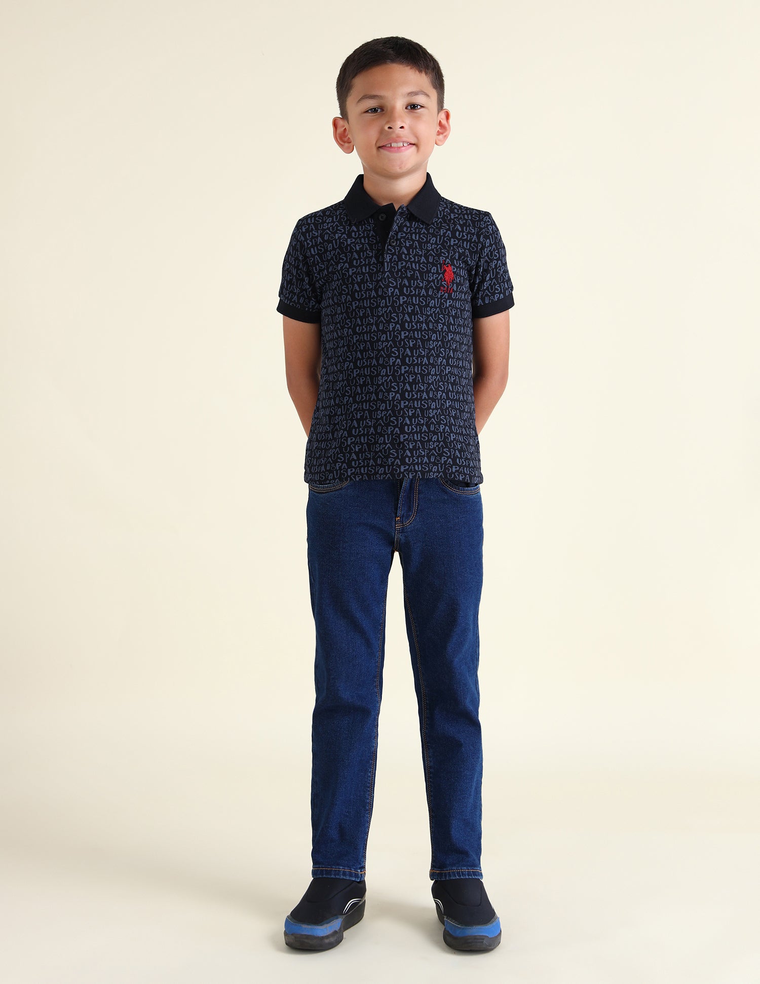 Boys Brand Printed Regular Fit Polo Shirts Navy - U.S. POLO ASSN. | Large