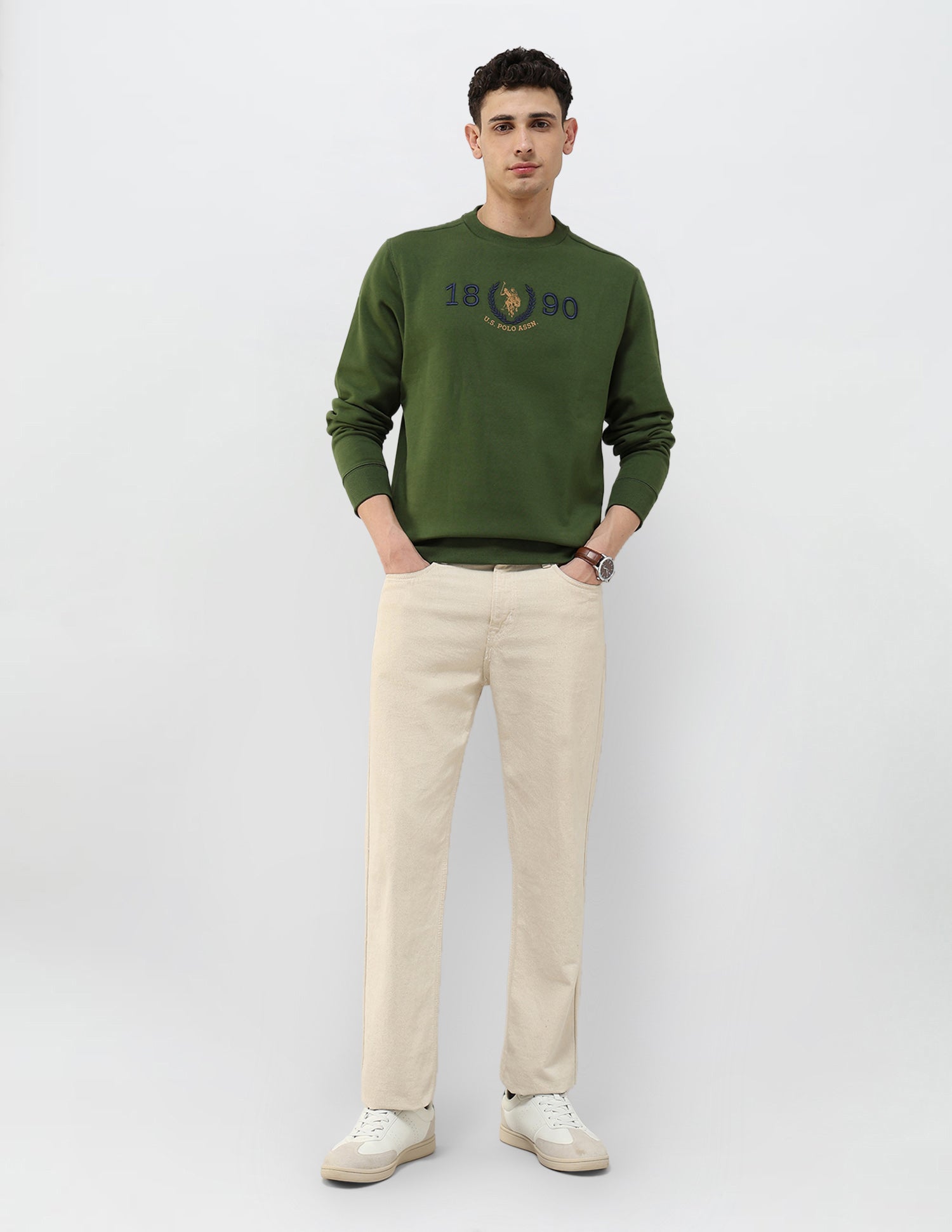 Brand Embroidered Regular Fit Sweatshirt Olive - U.S. POLO ASSN. | Large